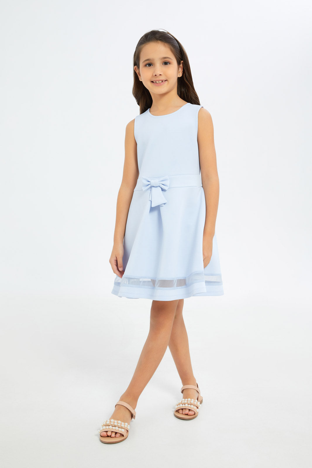 Redtag-Girls-Blue-Plain-Sleeveless-Dress-Category:Dresses,-Colour:Blue,-Deals:New-In,-Filter:Girls-(2-to-8-Yrs),-GIR-Dresses,-H1:KWR,-H2:GIR,-H3:DRS,-H4:CAD,-New-In-GIR-APL,-Non-Sale,-RMD,-S23C,-Season:S23C,-Section:Girls-(0-to-14Yrs)-Girls-2 to 8 Years
