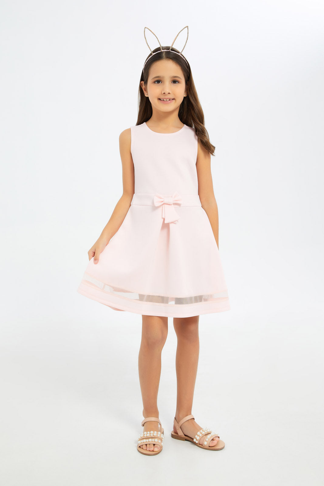 Redtag-Girls-Pink-Plain-Sleeveless-Dress-Category:Dresses,-Colour:Apricot,-Deals:New-In,-Filter:Girls-(2-to-8-Yrs),-GIR-Dresses,-H1:KWR,-H2:GIR,-H3:DRS,-H4:CAD,-New-In-GIR-APL,-Non-Sale,-RMD,-S23C,-Season:S23C,-Section:Girls-(0-to-14Yrs)-Girls-2 to 8 Years