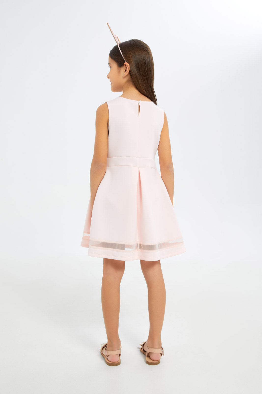 Redtag-Girls-Pink-Plain-Sleeveless-Dress-Category:Dresses,-Colour:Apricot,-Deals:New-In,-Filter:Girls-(2-to-8-Yrs),-GIR-Dresses,-H1:KWR,-H2:GIR,-H3:DRS,-H4:CAD,-New-In-GIR-APL,-Non-Sale,-RMD,-S23C,-Season:S23C,-Section:Girls-(0-to-14Yrs)-Girls-2 to 8 Years