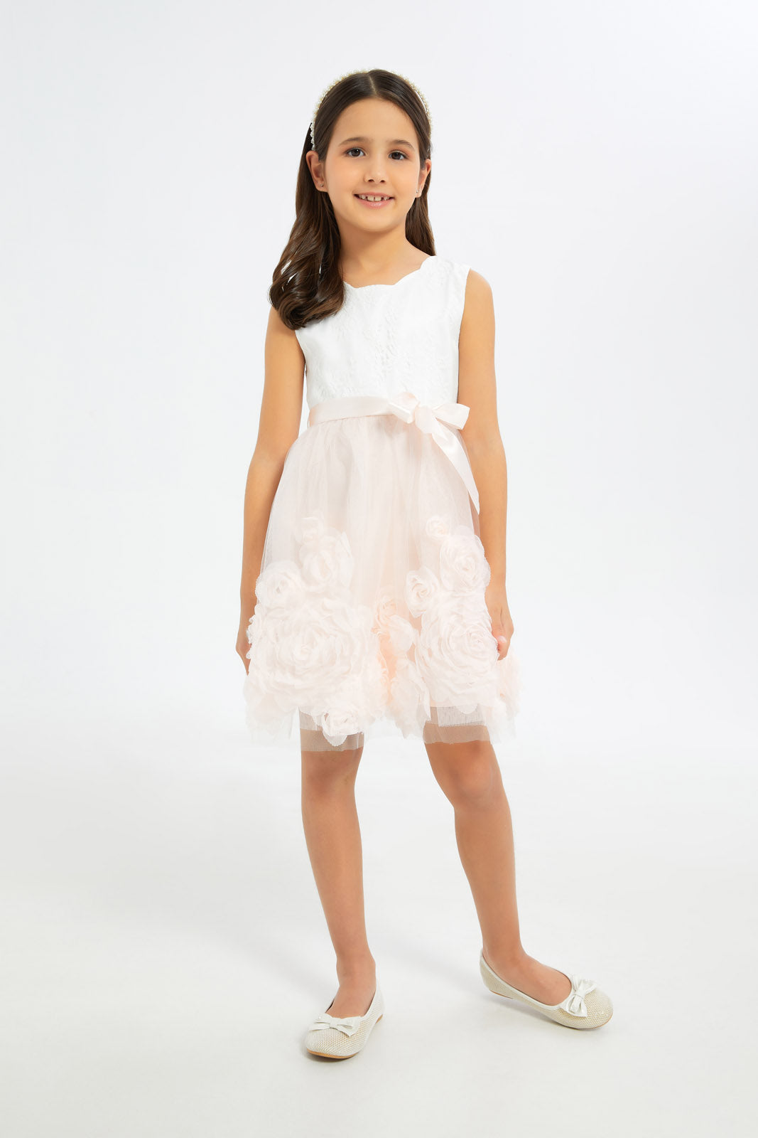 Redtag-Girls-White-Lace-Sleeveless-Dress-With-3D-Flower-Category:Dresses,-Colour:White,-Deals:New-In,-Filter:Girls-(2-to-8-Yrs),-GIR-Dresses,-H1:KWR,-H2:GIR,-H3:DRS,-H4:CAD,-New-In-GIR-APL,-Non-Sale,-RMD,-S23C,-Season:S23C,-Section:Girls-(0-to-14Yrs)-Girls-2 to 8 Years