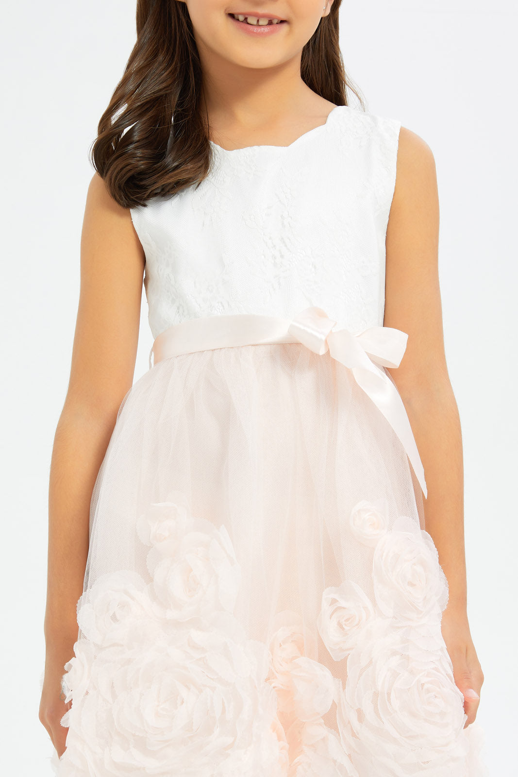 Redtag-Girls-White-Lace-Sleeveless-Dress-With-3D-Flower-Category:Dresses,-Colour:White,-Deals:New-In,-Filter:Girls-(2-to-8-Yrs),-GIR-Dresses,-H1:KWR,-H2:GIR,-H3:DRS,-H4:CAD,-New-In-GIR-APL,-Non-Sale,-RMD,-S23C,-Season:S23C,-Section:Girls-(0-to-14Yrs)-Girls-2 to 8 Years