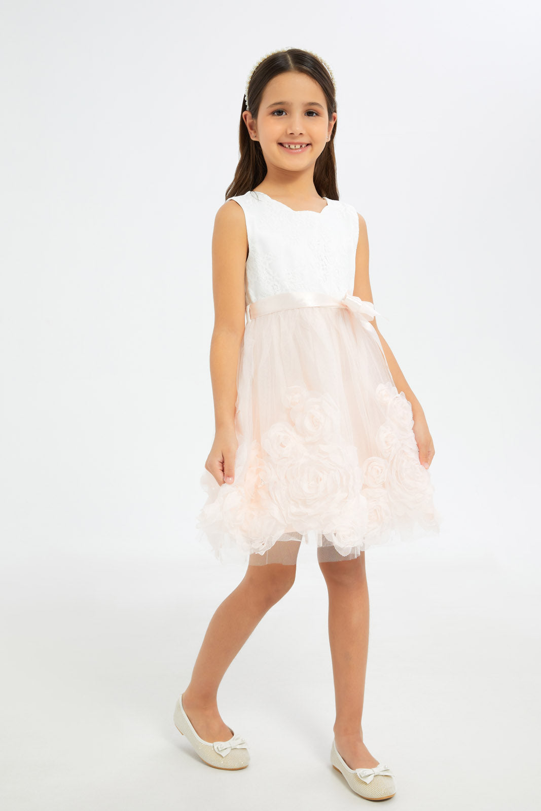 Redtag-Girls-White-Lace-Sleeveless-Dress-With-3D-Flower-Category:Dresses,-Colour:White,-Deals:New-In,-Filter:Girls-(2-to-8-Yrs),-GIR-Dresses,-H1:KWR,-H2:GIR,-H3:DRS,-H4:CAD,-New-In-GIR-APL,-Non-Sale,-RMD,-S23C,-Season:S23C,-Section:Girls-(0-to-14Yrs)-Girls-2 to 8 Years
