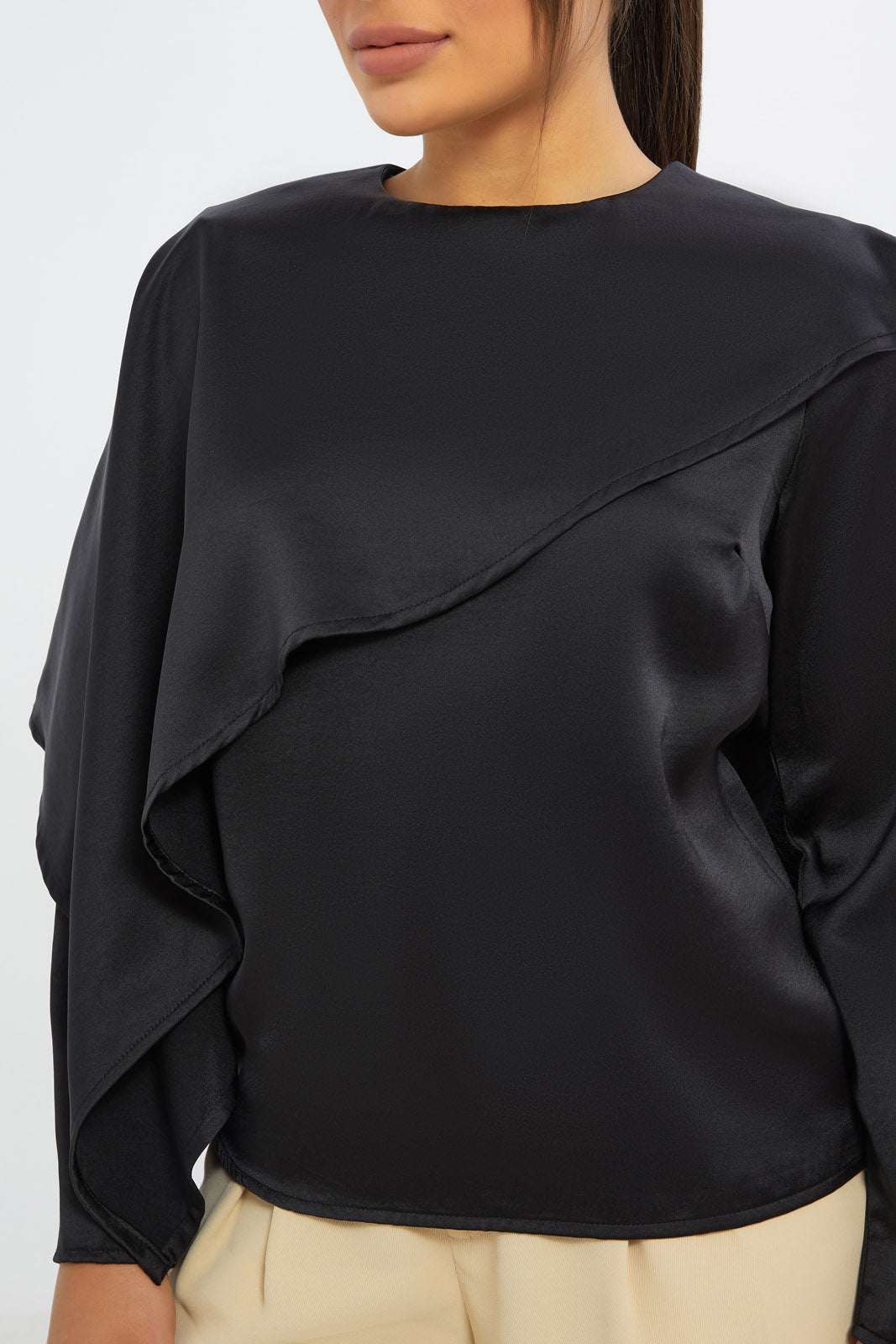 Redtag-Women-Black-Asym-Frill-Blouse-Category:Blouses,-Colour:Black,-Deals:New-In,-Event:RMD,-Filter:Women's-Clothing,-H1:LWR,-H2:LAD,-H3:BLO,-H4:CBL,-New-In-Women-APL,-Non-Sale,-Promo:RMD,-RMD,-S23C,-Season:S23C,-Section:Women,-Women-Blouses-Women's-