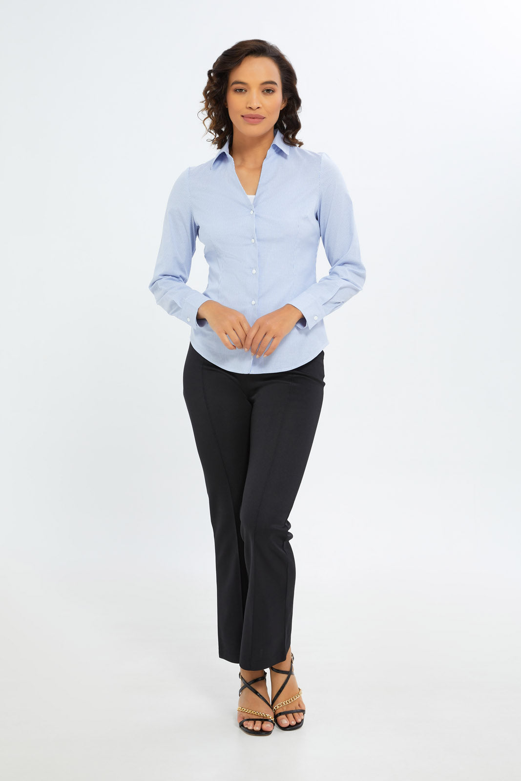 Redtag-Women-Blue-Stripe-Oxford-Shirt-Category:Blouses,-Colour:Assorted,-Deals:New-In,-Filter:Women's-Clothing,-H1:LWR,-H2:LAD,-H3:BLO,-H4:CBL,-KSH,-New-In-Women-APL,-Non-Sale,-S23C,-Season:S23C,-Section:Women,-Women-Blouses-Women's-