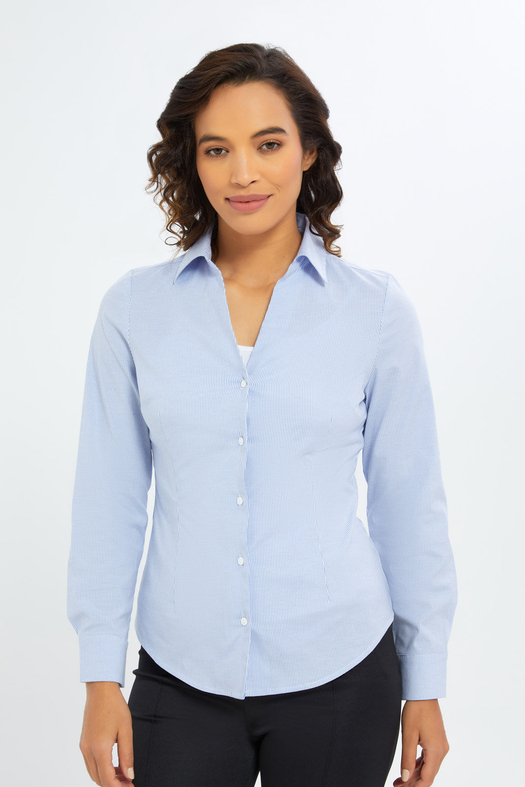 Redtag-Women-Blue-Stripe-Oxford-Shirt-Category:Blouses,-Colour:Assorted,-Deals:New-In,-Filter:Women's-Clothing,-H1:LWR,-H2:LAD,-H3:BLO,-H4:CBL,-KSH,-New-In-Women-APL,-Non-Sale,-S23C,-Season:S23C,-Section:Women,-Women-Blouses-Women's-
