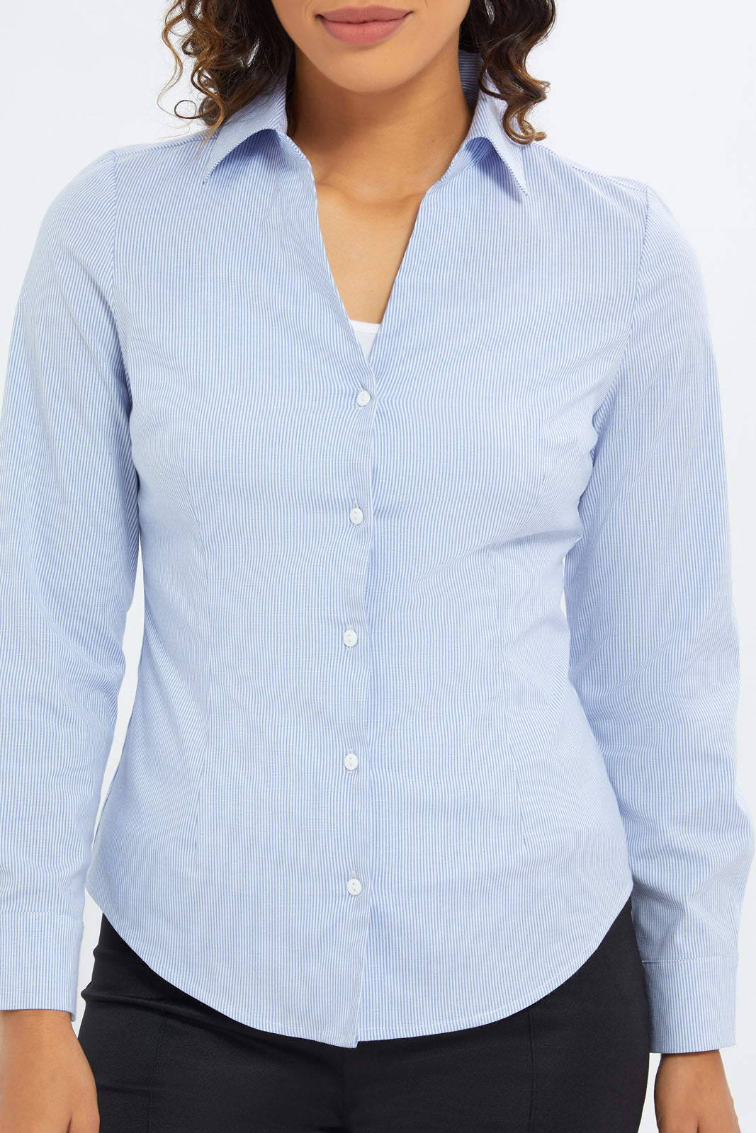 Redtag-Women-Blue-Stripe-Oxford-Shirt-Category:Blouses,-Colour:Assorted,-Deals:New-In,-Filter:Women's-Clothing,-H1:LWR,-H2:LAD,-H3:BLO,-H4:CBL,-KSH,-New-In-Women-APL,-Non-Sale,-S23C,-Season:S23C,-Section:Women,-Women-Blouses-Women's-