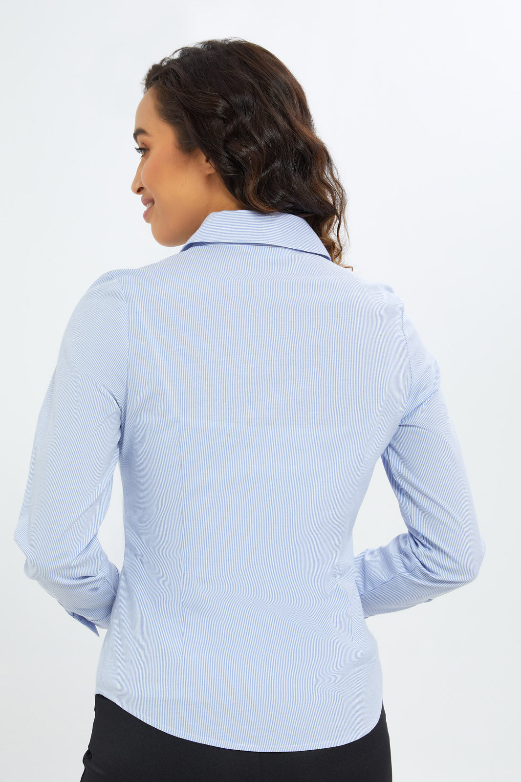 Redtag-Women-Blue-Stripe-Oxford-Shirt-Category:Blouses,-Colour:Assorted,-Deals:New-In,-Filter:Women's-Clothing,-H1:LWR,-H2:LAD,-H3:BLO,-H4:CBL,-KSH,-New-In-Women-APL,-Non-Sale,-S23C,-Season:S23C,-Section:Women,-Women-Blouses-Women's-