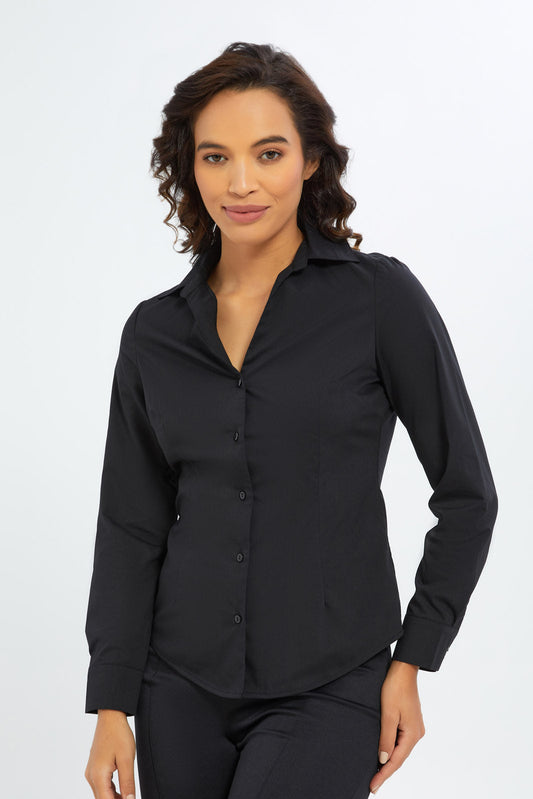Redtag-Women-Black-Oxford-Shirt-Category:Blouses,-Colour:Black,-Deals:New-In,-Filter:Women's-Clothing,-H1:LWR,-H2:LAD,-H3:BLO,-H4:CBL,-KSH,-New-In-Women-APL,-Non-Sale,-S23C,-Season:S23C,-Section:Women,-Women-Blouses-Women's-