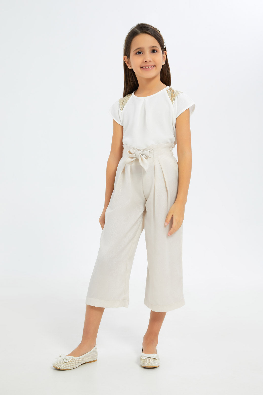 Redtag-Girls-Beige-Glittered-Wideleg-Pants-Category:Trousers,-Colour:Beige,-Deals:New-In,-Filter:Girls-(2-to-8-Yrs),-GIR-Trousers,-H1:KWR,-H2:GIR,-H3:TRS,-H4:CTR,-New-In-GIR-APL,-Non-Sale,-RMD,-S23C,-Season:S23C,-Section:Girls-(0-to-14Yrs)-Girls-2 to 8 Years
