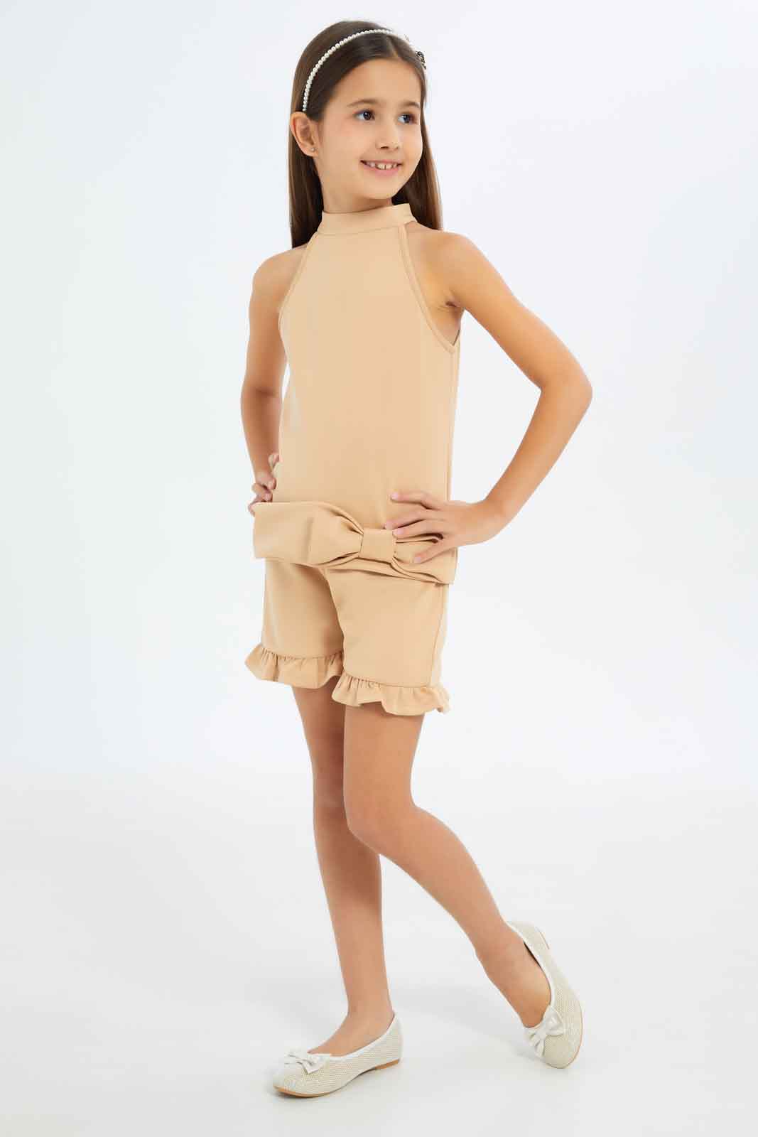 Redtag-Girls-Brown-Shorts-With-Frills-Category:Shorts,-Colour:Brown,-Deals:New-In,-Filter:Girls-(2-to-8-Yrs),-GIR-Shorts,-New-In-GIR-APL,-Non-Sale,-RMD,-S23C,-Section:Girls-(0-to-14Yrs)-Girls-2 to 8 Years