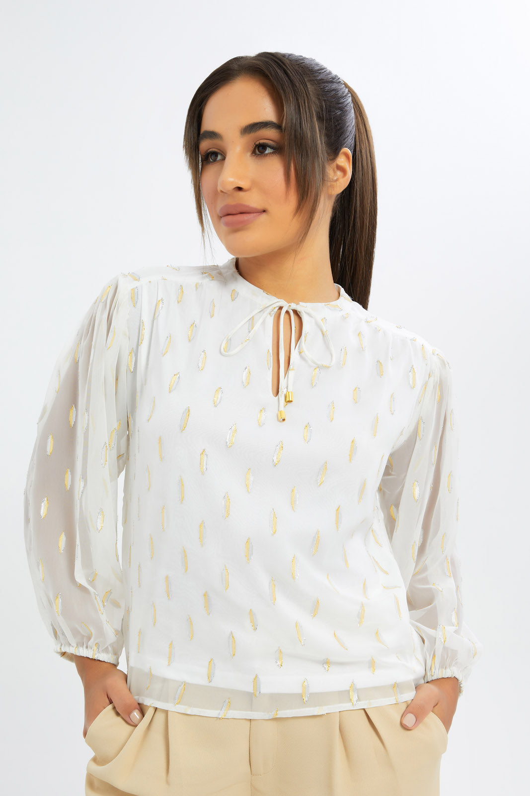 Redtag-Women-White-Metallic-Dobby-Ls-Blouse-Category:Blouses,-Colour:White,-Deals:New-In,-Event:RMD,-Filter:Women's-Clothing,-H1:LWR,-H2:LAD,-H3:BLO,-H4:CBL,-New-In-Women-APL,-Non-Sale,-Promo:RMD,-RMD,-S23C,-Season:S23C,-Section:Women,-Women-Blouses-Women's-