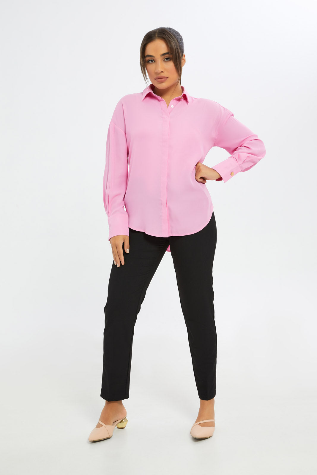 Redtag-Women-Pink-Oversized-Satin-Shirt-Solid-Category:Blouses,-Colour:Apricot,-Deals:New-In,-Event:RMD,-Filter:Women's-Clothing,-H1:LWR,-H2:LAD,-H3:BLO,-H4:CBL,-New-In-Women-APL,-Non-Sale,-Promo:RMD,-RMD,-S23C,-Season:S23C,-Section:Women,-Women-Blouses-Women's-