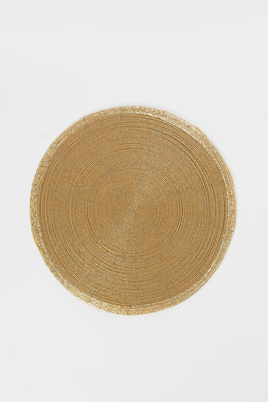 Redtag-Gold-Round-Beaded-Placemat-Category:Placemats-&-Coasters,-Colour:Gold,-Deals:5-FOR-100,-Deals:New-In,-Filter:Home-Dining,-H1:HMW,-H2:DIN,-H3:KIS,-H4:MAC,-HMW-DIN-Kitchen-Accessories,-New-In-HMW-DIN,-Non-Sale,-S23B,-Season:S23B,-Section:Homewares-Home-Dining-