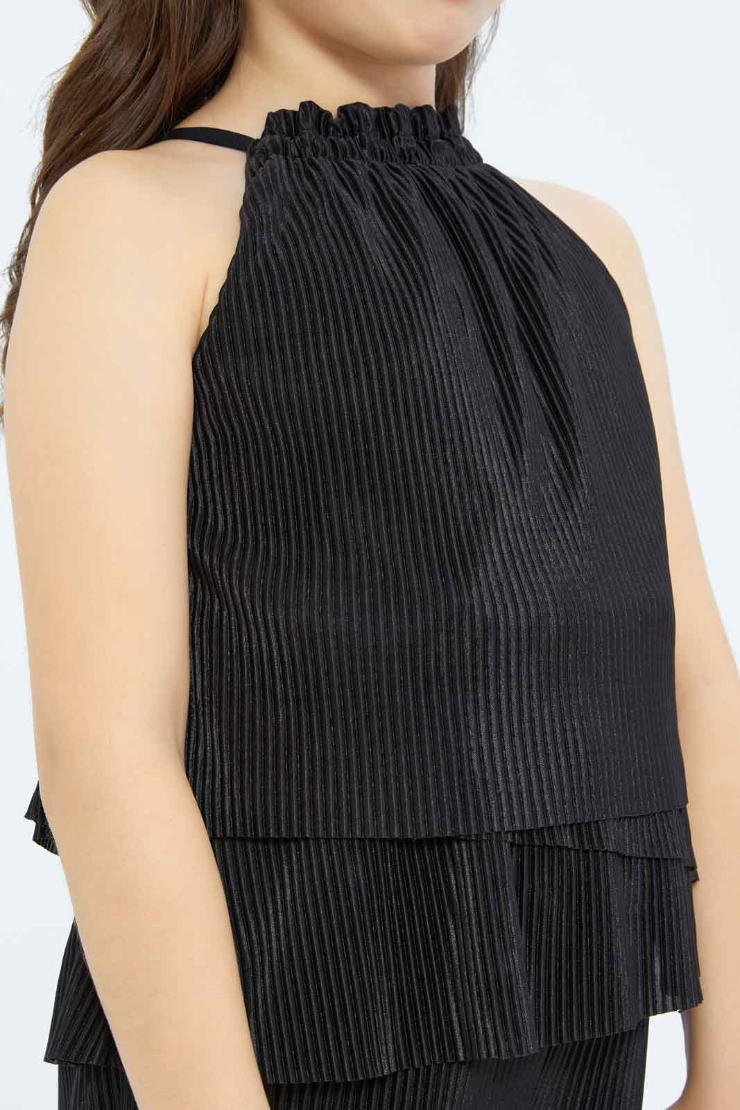 Redtag-Girls-Black-Pleated-Sleeveless-Jumpsuit-Category:Jumpsuits,-Colour:Black,-Deals:New-In,-Filter:Girls-(2-to-8-Yrs),-GIR-Jumpsuits,-New-In-GIR-APL,-Non-Sale,-RMD,-S23C,-Section:Girls-(0-to-14Yrs)-Girls-2 to 8 Years