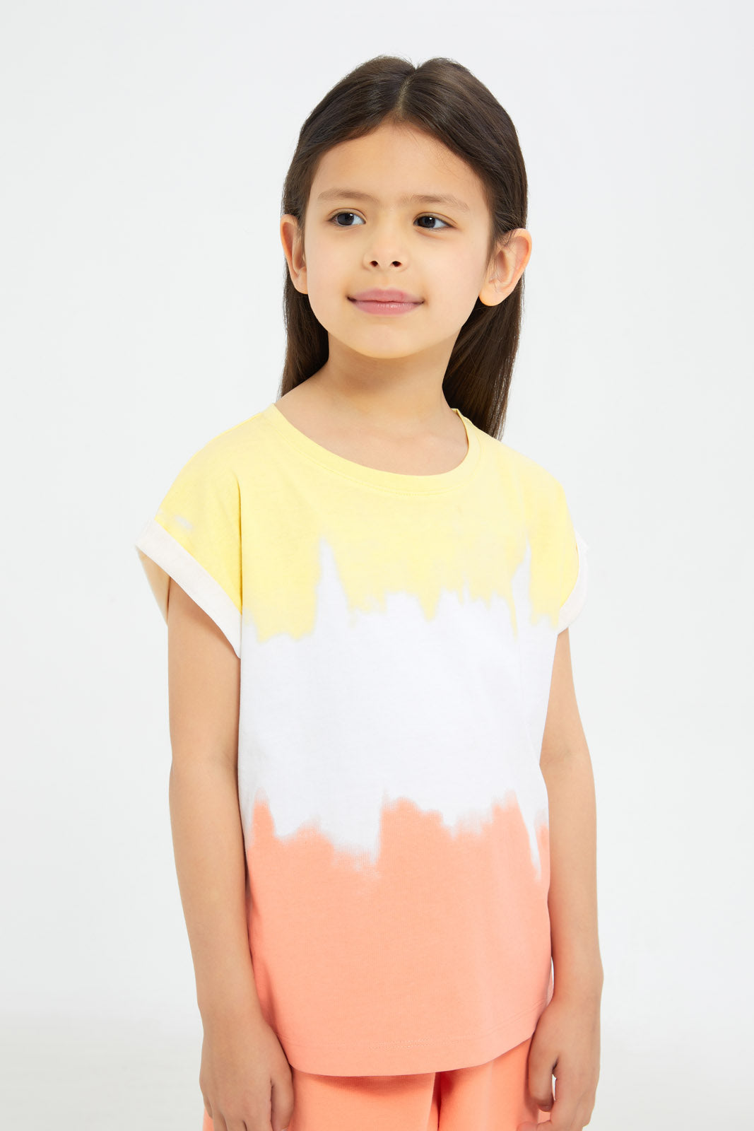 Redtag-Girls-Yellow-Ie-Dye-Tee-Category:T-Shirts,-Colour:Yellow,-Deals:New-In,-Filter:Girls-(2-to-8-Yrs),-GIR-T-Shirts,-H1:KWR,-H2:GIR,-H3:TSH,-H4:CAT,-New-In-GIR-APL,-Non-Sale,-Promo:TBL,-S23C,-Season:S23C,-Section:Girls-(0-to-14Yrs),-TBL-Girls-2 to 8 Years