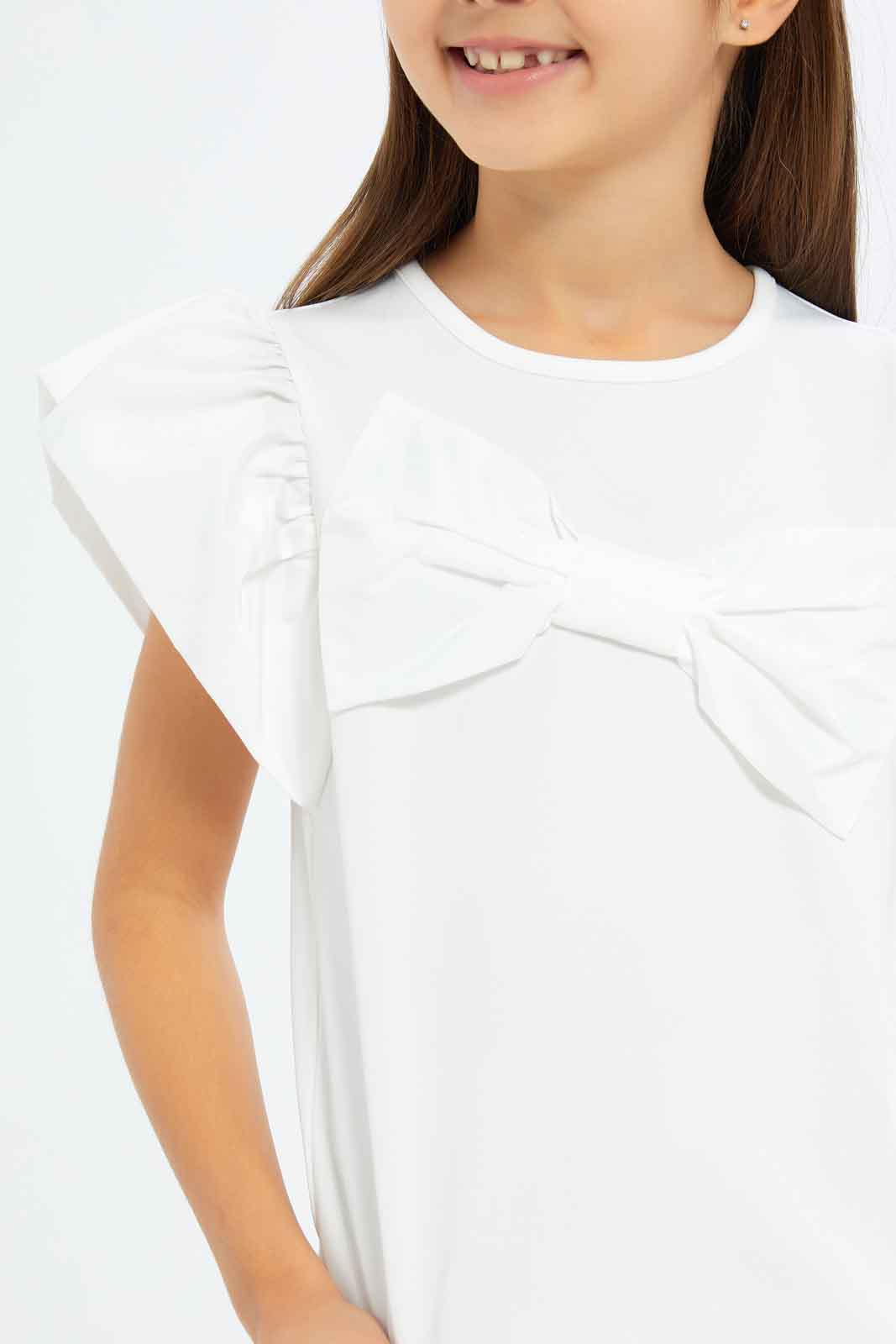 Redtag-Girls-White-With-Bow-On-Chest-Jersey-Top-Category:Jackets,-Colour:White,-Deals:New-In,-Filter:Girls-(2-to-8-Yrs),-GIR-Jackets,-New-In-GIR-APL,-Non-Sale,-RMD,-S23C,-Section:Girls-(0-to-14Yrs)--