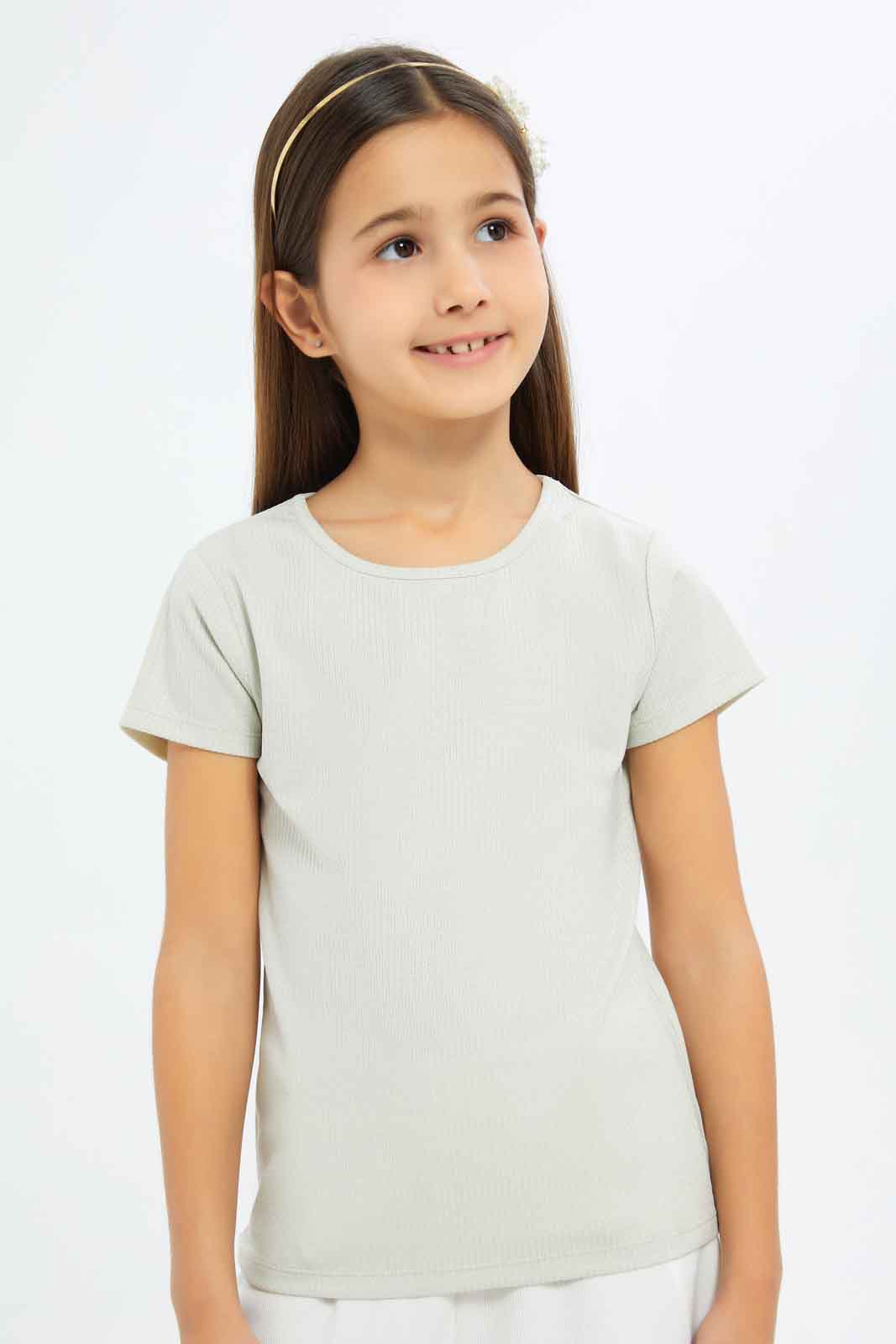 Redtag-Girls-Silver-Allover-Glittered-Tshirt-Category:T-Shirts,-Colour:Silver,-Deals:New-In,-Filter:Girls-(2-to-8-Yrs),-GIR-T-Shirts,-New-In-GIR-APL,-Non-Sale,-RMD,-S23C,-Section:Girls-(0-to-14Yrs)-Girls-2 to 8 Years
