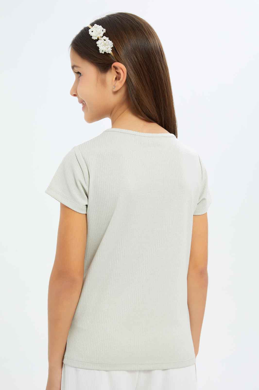Redtag-Girls-Silver-Allover-Glittered-Tshirt-Category:T-Shirts,-Colour:Silver,-Deals:New-In,-Filter:Girls-(2-to-8-Yrs),-GIR-T-Shirts,-New-In-GIR-APL,-Non-Sale,-RMD,-S23C,-Section:Girls-(0-to-14Yrs)-Girls-2 to 8 Years