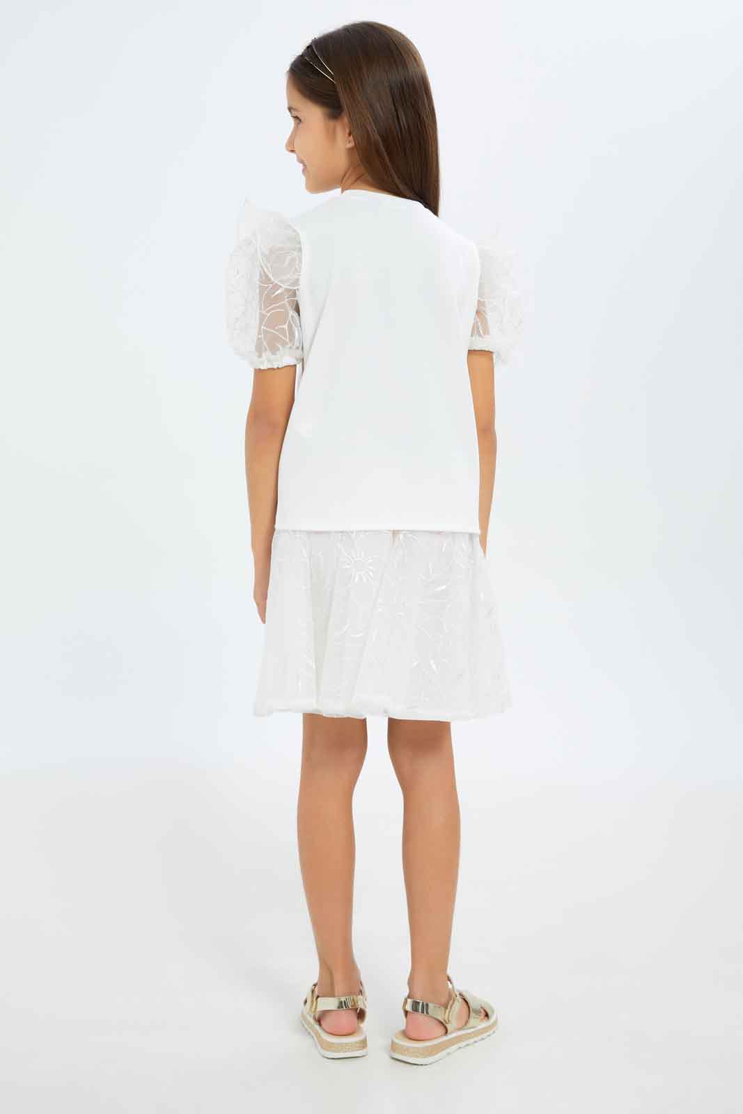 Redtag-Girls-White-Embroidered-Tshirt-And-Skirt-Set-Category:Sets,-Colour:White,-Deals:New-In,-Filter:Girls-(2-to-8-Yrs),-GIR-Sets,-New-In-GIR-APL,-Non-Sale,-RMD,-S23C,-Section:Girls-(0-to-14Yrs)-Girls-2 to 8 Years