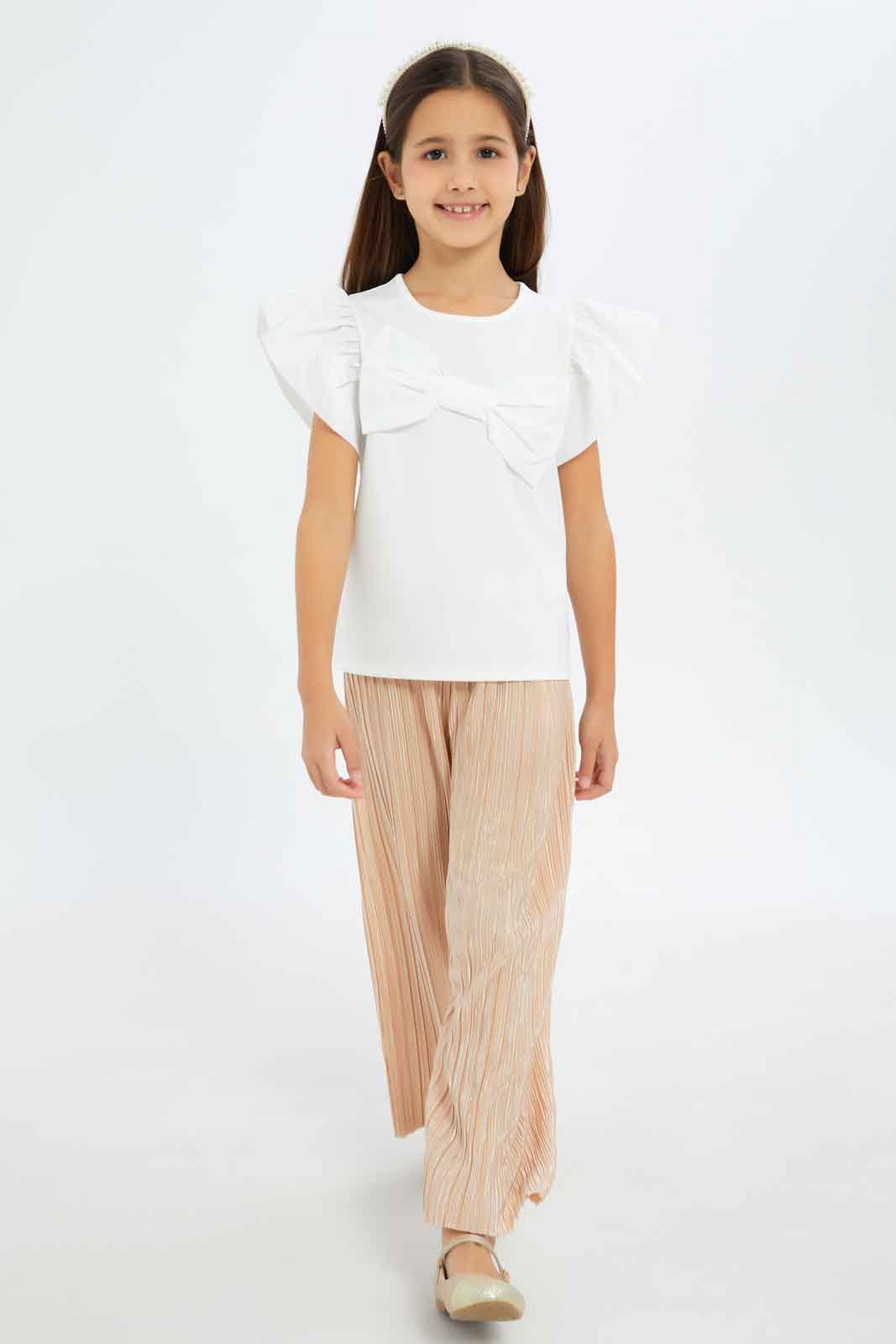 Redtag-Girls-Copper-Pleated-Long-Length-Trousers-Category:Trousers,-Colour:Brown,-Deals:New-In,-Filter:Girls-(2-to-8-Yrs),-GIR-Trousers,-New-In-GIR-APL,-Non-Sale,-RMD,-S23C,-Section:Girls-(0-to-14Yrs)-Girls-2 to 8 Years