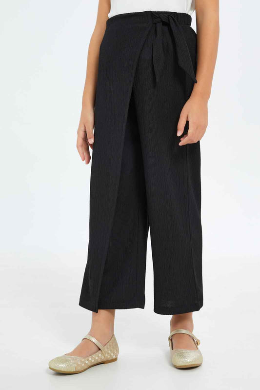 Redtag-Girls-Black-Wideleg-Trousers-Category:Trousers,-Colour:Black,-Deals:New-In,-Filter:Girls-(2-to-8-Yrs),-GIR-Trousers,-New-In-GIR-APL,-Non-Sale,-RMD,-S23C,-Section:Girls-(0-to-14Yrs)-Girls-2 to 8 Years