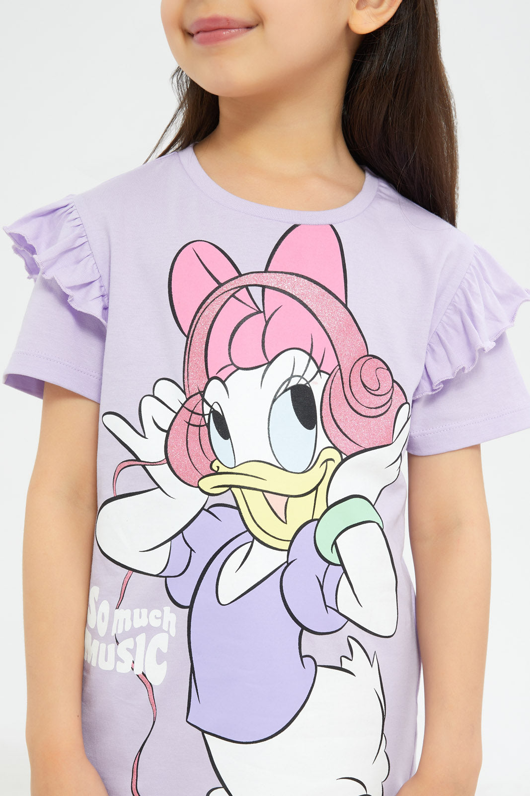 Redtag-Girls-Lilac-Daisy-Duck-Tshirt-Category:T-Shirts,-CHA,-CHR:CHR,-Colour:Lilac,-Deals:New-In,-Filter:Girls-(2-to-8-Yrs),-GIR-T-Shirts,-H1:KWR,-H2:GIR,-H3:TSH,-H4:CAT,-New-In-GIR-APL,-Non-Sale,-Promo:TBL,-S23C,-Season:S23C,-Section:Girls-(0-to-14Yrs),-TBL-Girls-2 to 8 Years
