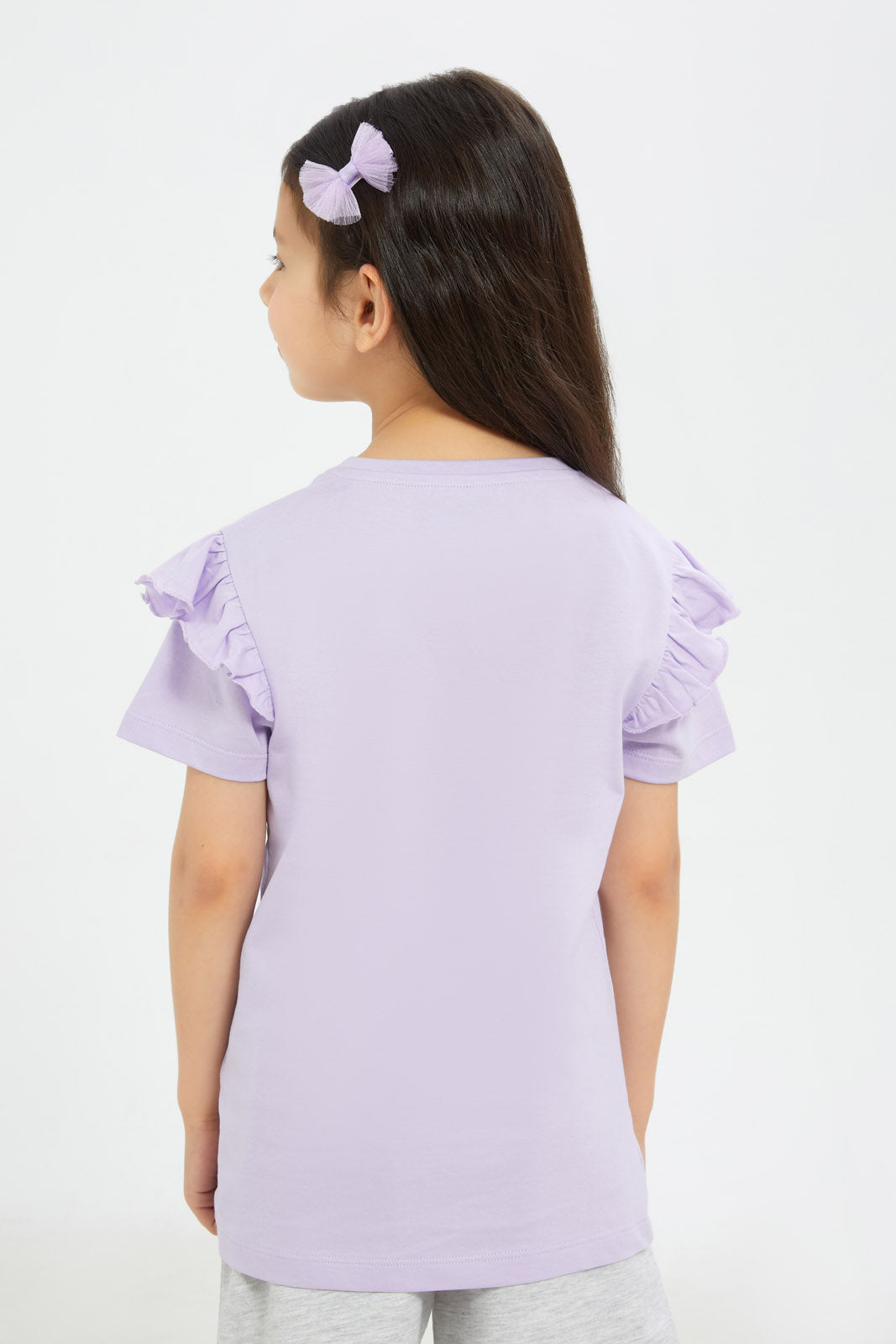 Redtag-Girls-Lilac-Daisy-Duck-Tshirt-Category:T-Shirts,-CHA,-CHR:CHR,-Colour:Lilac,-Deals:New-In,-Filter:Girls-(2-to-8-Yrs),-GIR-T-Shirts,-H1:KWR,-H2:GIR,-H3:TSH,-H4:CAT,-New-In-GIR-APL,-Non-Sale,-Promo:TBL,-S23C,-Season:S23C,-Section:Girls-(0-to-14Yrs),-TBL-Girls-2 to 8 Years
