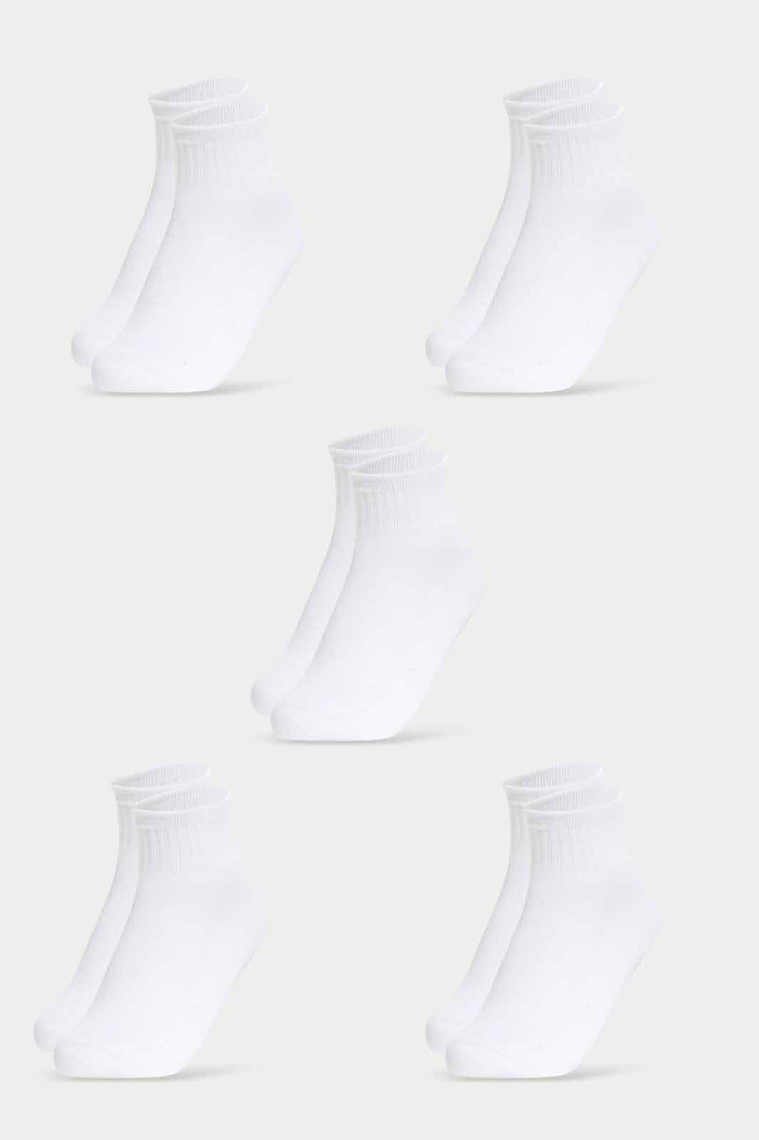 Redtag-Girls-Pack-Of-5--Sl.-Longer-Than-Ankle-Length-With-Cuff---White-365,-Category:Socks,-Colour:White,-Deals:New-In,-Filter:Girls-(2-to-8-Yrs),-GIR-Socks,-New-In-GIR-APL,-Non-Sale,-Section:Girls-(0-to-14Yrs)-Girls-2 to 8 Years