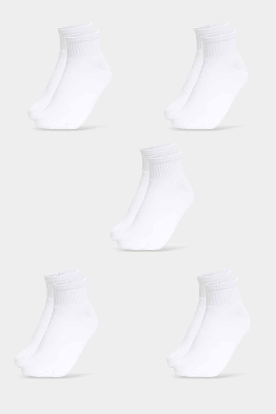 Redtag-Boys-Pack-Of-5--Sl.-Longer-Than-Ankle-Length-With-Rib---White-365,-BSR-Socks,-Category:Socks,-Colour:White,-Deals:New-In,-Filter:Senior-Boys-(8-to-14-Yrs),-New-In-BSR-APL,-Non-Sale,-Section:Boys-(0-to-14Yrs)-Senior-Boys-9 to 14 Years