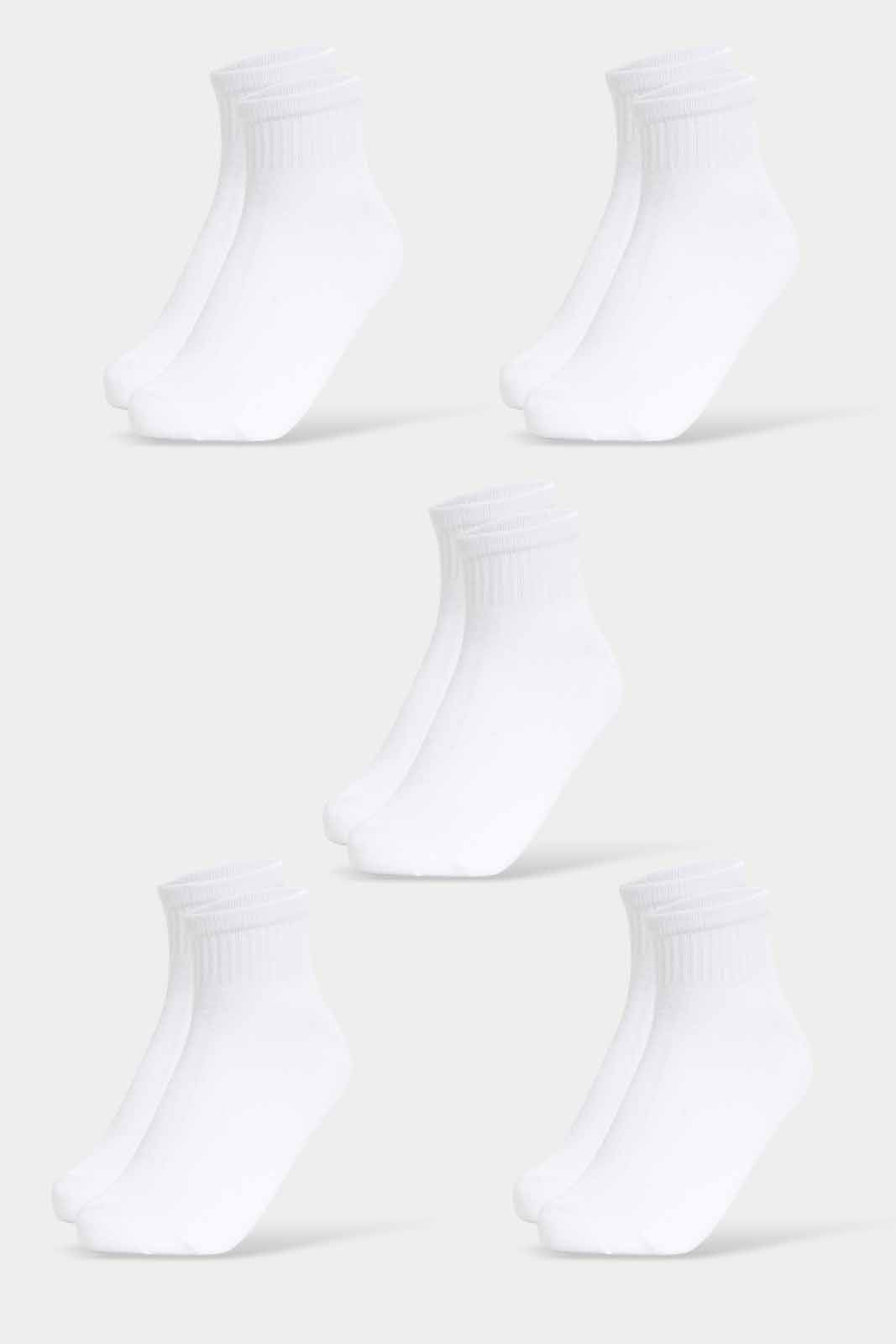 Redtag-Girls-Pack-Of-5--Sl.-Longer-Than-Ankle-Length-With-Cuff---White-365,-Category:Socks,-Colour:White,-Deals:New-In,-Filter:Senior-Girls-(8-to-14-Yrs),-GSR-Socks,-New-In-GSR-APL,-Non-Sale,-Section:Girls-(0-to-14Yrs)-Senior-Girls-9 to 14 Years