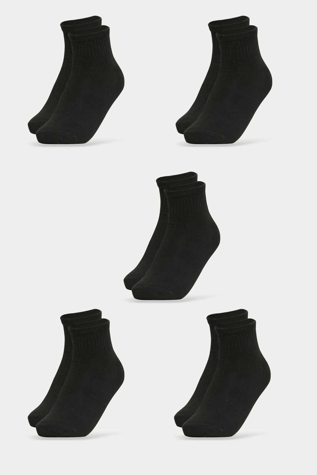 Redtag-Girls-Pack-Of-5--Sl.-Longer-Than-Ankle-Length-With-Cuff--Black-365,-Category:Socks,-Colour:Black,-Deals:New-In,-Filter:Senior-Girls-(8-to-14-Yrs),-GSR-Socks,-New-In-GSR-APL,-Non-Sale,-Section:Girls-(0-to-14Yrs)-Senior-Girls-9 to 14 Years