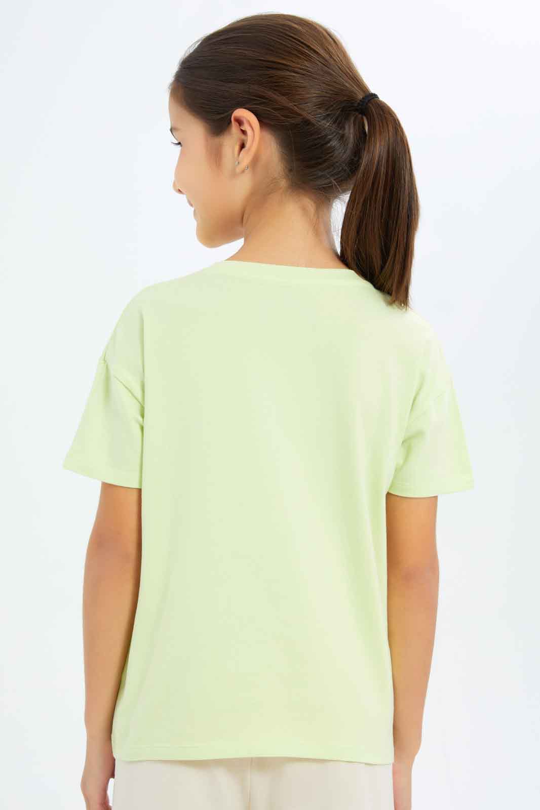 Redtag-Girls-Green-"Love"-Sequins-Tshirt-Category:T-Shirts,-Colour:Green,-Deals:New-In,-Filter:Girls-(2-to-8-Yrs),-GIR-T-Shirts,-New-In-GIR-APL,-Non-Sale,-S23C,-Section:Girls-(0-to-14Yrs),-TBL-Girls-2 to 8 Years