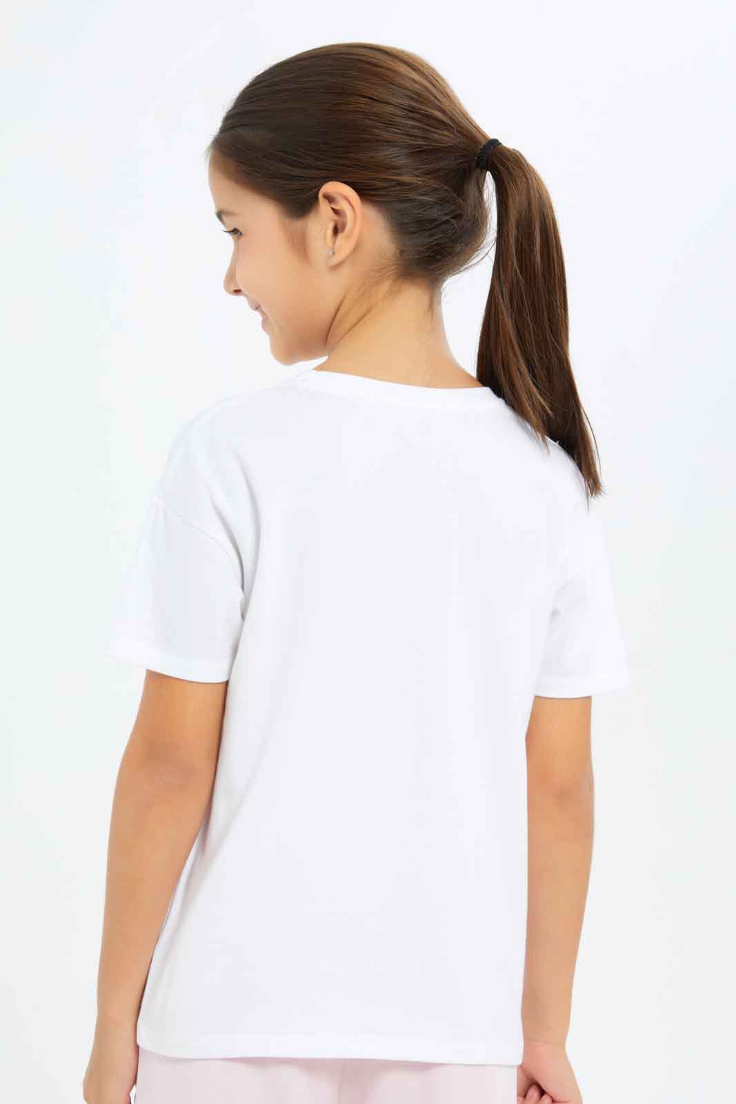 Redtag-Girls-White-"Squeeze-The-Day"-3D-Applique-Tshirt-Category:T-Shirts,-Colour:White,-Deals:New-In,-Filter:Girls-(2-to-8-Yrs),-GIR-T-Shirts,-New-In-GIR-APL,-Non-Sale,-S23C,-Section:Girls-(0-to-14Yrs),-TBL-Girls-2 to 8 Years
