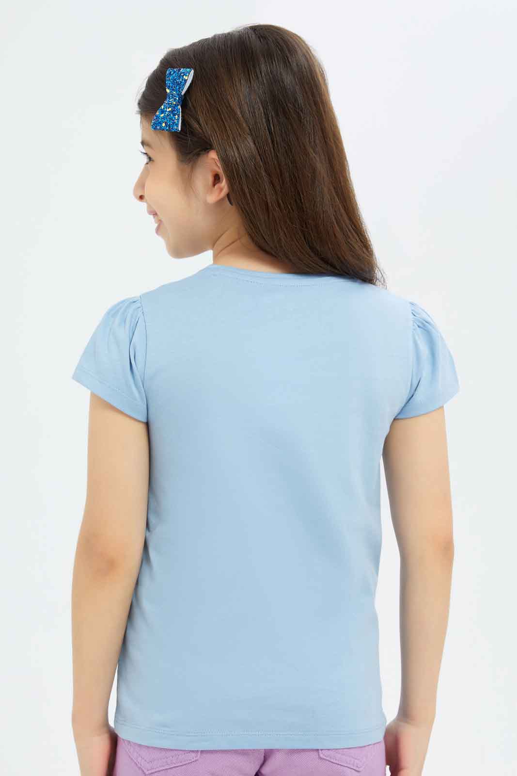 Redtag-Girls-Blue-"Fresh"-Print-Category:T-Shirts,-Colour:Blue,-Deals:New-In,-Filter:Girls-(2-to-8-Yrs),-GIR-T-Shirts,-New-In-GIR-APL,-Non-Sale,-S23C,-Section:Girls-(0-to-14Yrs),-TBL-Girls-2 to 8 Years