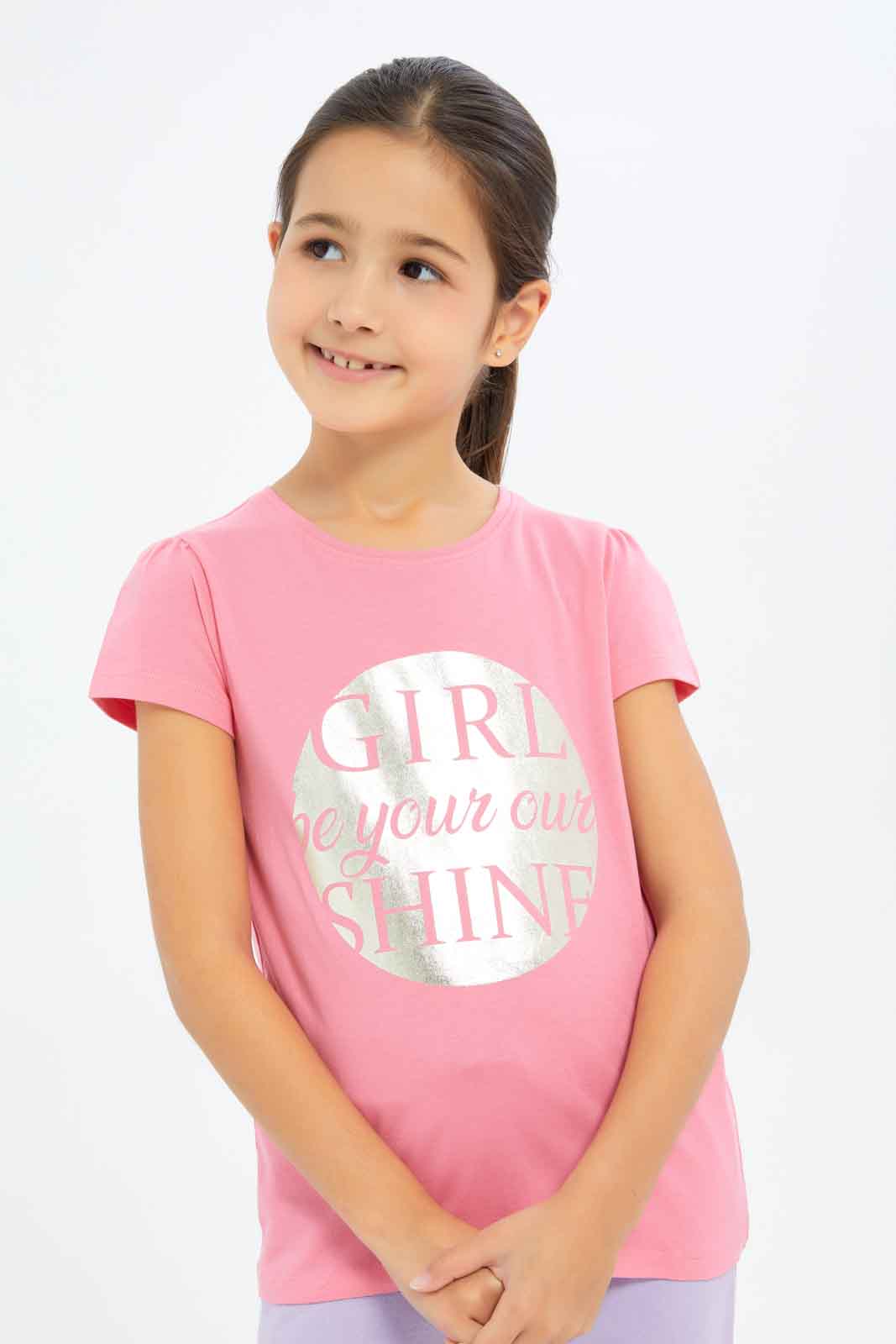 Redtag-Girls-White-"Best-Part"-Print-Category:T-Shirts,-Colour:White,-Deals:New-In,-Filter:Girls-(2-to-8-Yrs),-GIR-T-Shirts,-New-In-GIR-APL,-Non-Sale,-S23C,-Section:Girls-(0-to-14Yrs),-TBL-Girls-2 to 8 Years