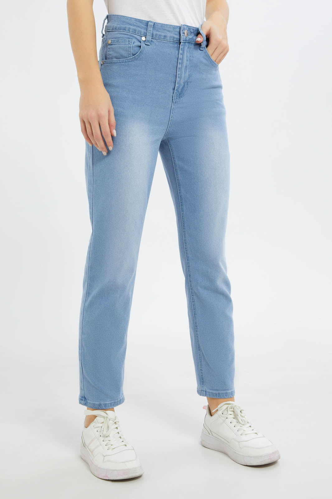 Redtag-Women-Light-Wash-High-Waist-Mom-Jeans-Category:Jeans,-Colour:Light-Wash,-Deals:New-In,-Filter:Women's-Clothing,-FIT-WALL-(FTW),-New-In-Women-APL,-Non-Sale,-S23C,-Section:Women,-Women-Jeans-Women's-