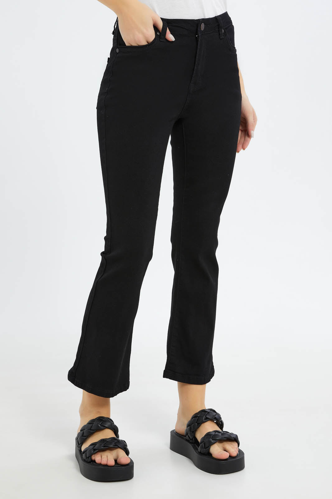 Redtag-Women-Black-Mid-Waist-Fit-And-Flare-Jeans-Category:Jeans,-Colour:Black,-Deals:New-In,-Filter:Women's-Clothing,-FIT-WALL-(FTW),-New-In-Women-APL,-Non-Sale,-S23C,-Section:Women,-Women-Jeans-Women's-