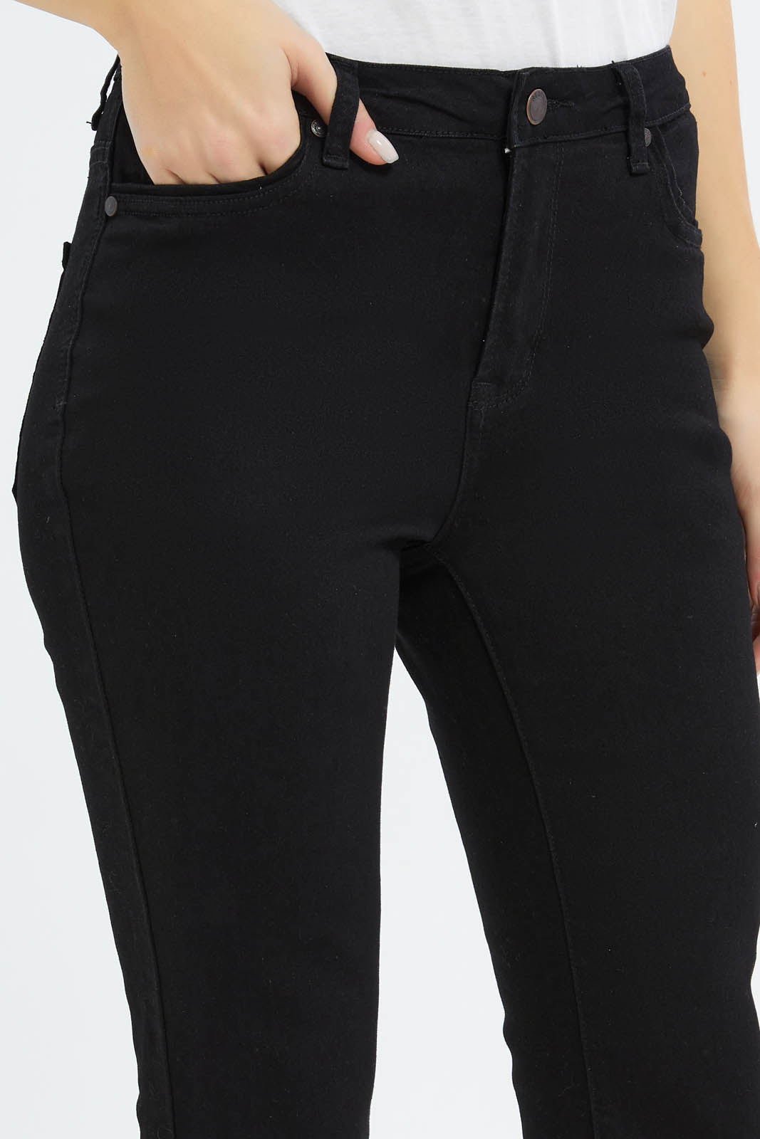 Redtag-Women-Black-Mid-Waist-Fit-And-Flare-Jeans-Category:Jeans,-Colour:Black,-Deals:New-In,-Filter:Women's-Clothing,-FIT-WALL-(FTW),-New-In-Women-APL,-Non-Sale,-S23C,-Section:Women,-Women-Jeans-Women's-