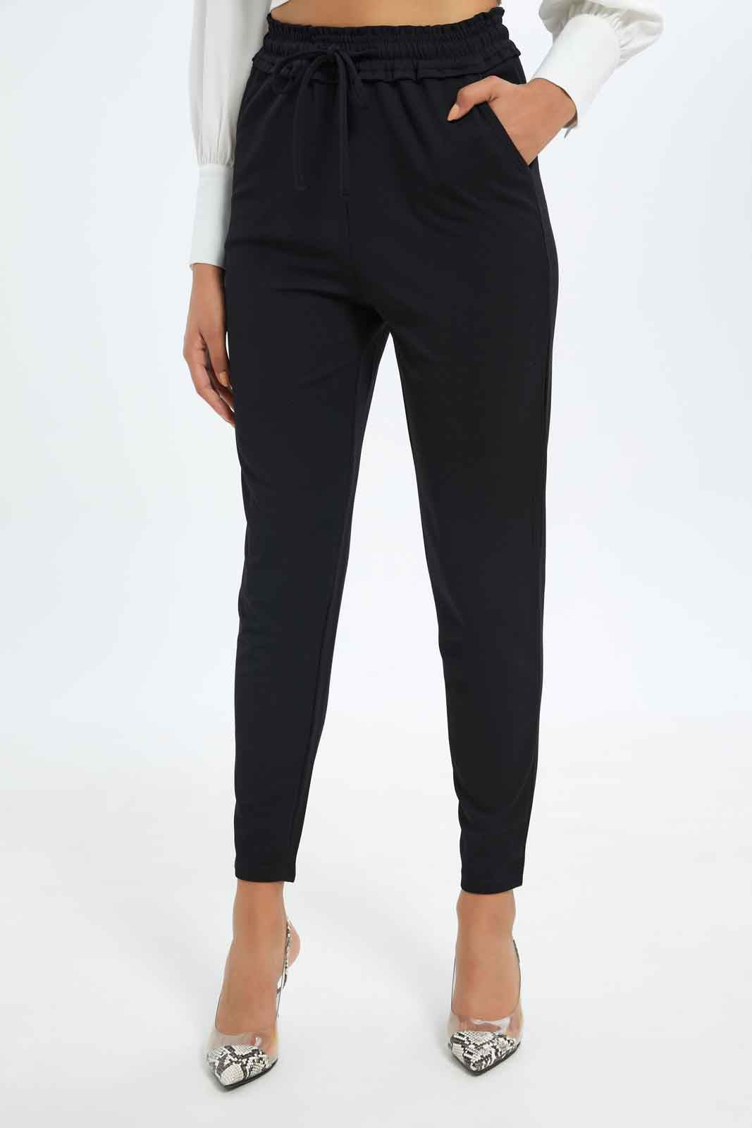 Redtag-Women-Tapered-Drawstring-Trouser-Category:Trousers,-Colour:Black,-Deals:New-In,-Filter:Women's-Clothing,-New-In-Women-APL,-Non-Sale,-S23C,-Section:Women,-Women-Trousers-Women's-