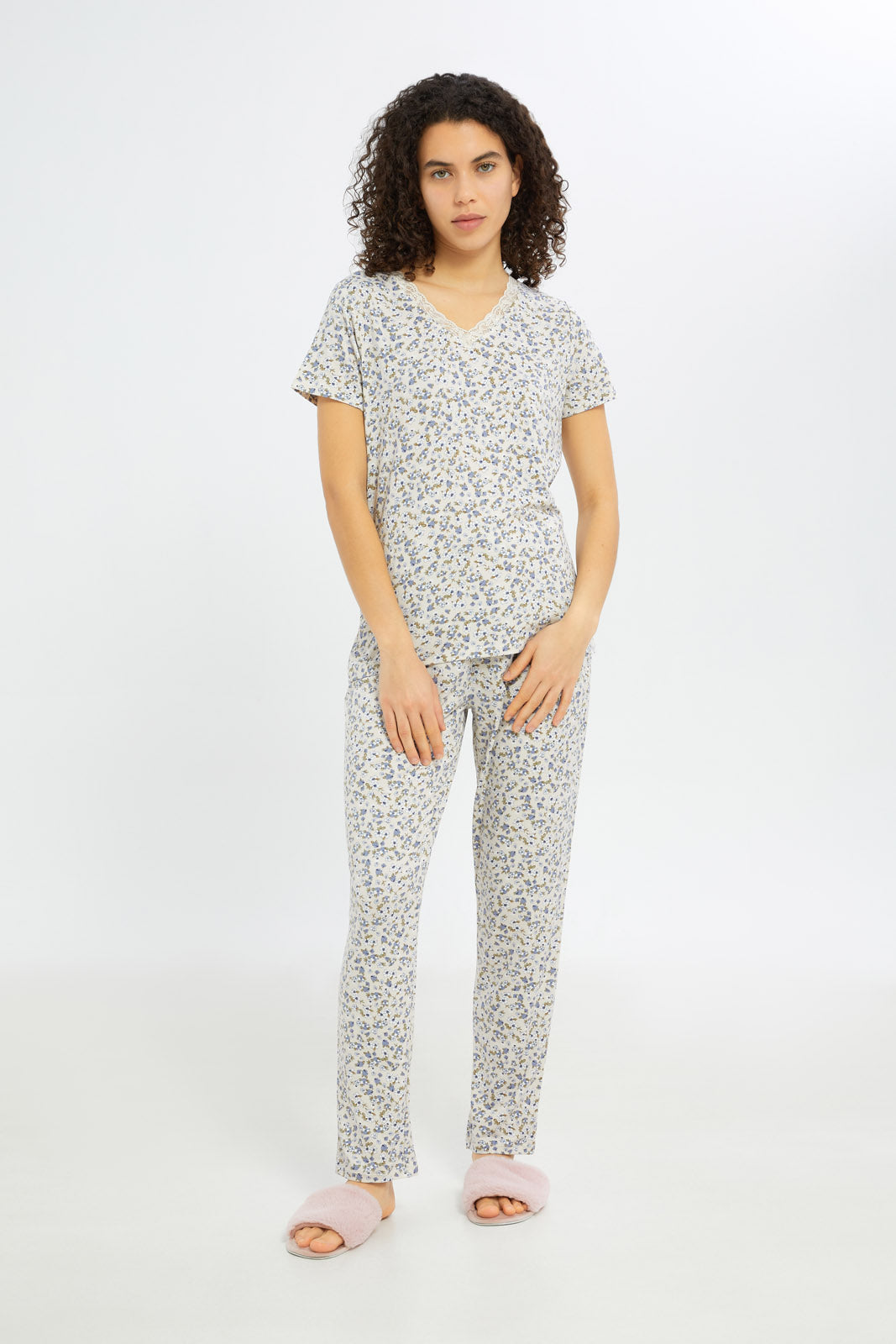 Redtag-Women-Assorted-Short-Sleeves-Pajama-Set-Bottom-Aop-Category:Pyjama-Sets,-Colour:Assorted,-Deals:New-In,-Filter:Women's-Clothing,-H1:LWR,-H2:LDN,-H3:NWR,-H4:PJS,-New-In-Women-APL,-Non-Sale,-Promo:TBL,-S23C,-Season:S23C,-Section:Women,-TBL,-Women-Pyjama-Sets--