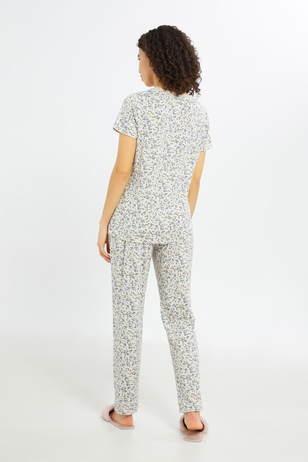 Redtag-Women-Assorted-Short-Sleeves-Pajama-Set-Bottom-Aop-Category:Pyjama-Sets,-Colour:Assorted,-Deals:New-In,-Filter:Women's-Clothing,-H1:LWR,-H2:LDN,-H3:NWR,-H4:PJS,-New-In-Women-APL,-Non-Sale,-Promo:TBL,-S23C,-Season:S23C,-Section:Women,-TBL,-Women-Pyjama-Sets--