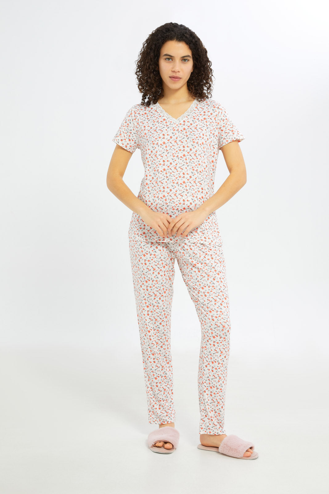 Redtag-Women-Assorted-Short-Sleeves-Pajama-Set-Bottom-Aop-Category:Pyjama-Sets,-Colour:Assorted,-Deals:New-In,-Filter:Women's-Clothing,-H1:LWR,-H2:LDN,-H3:NWR,-H4:PJS,-New-In-Women-APL,-Non-Sale,-Promo:TBL,-S23C,-Season:S23C,-Section:Women,-TBL,-Women-Pyjama-Sets--