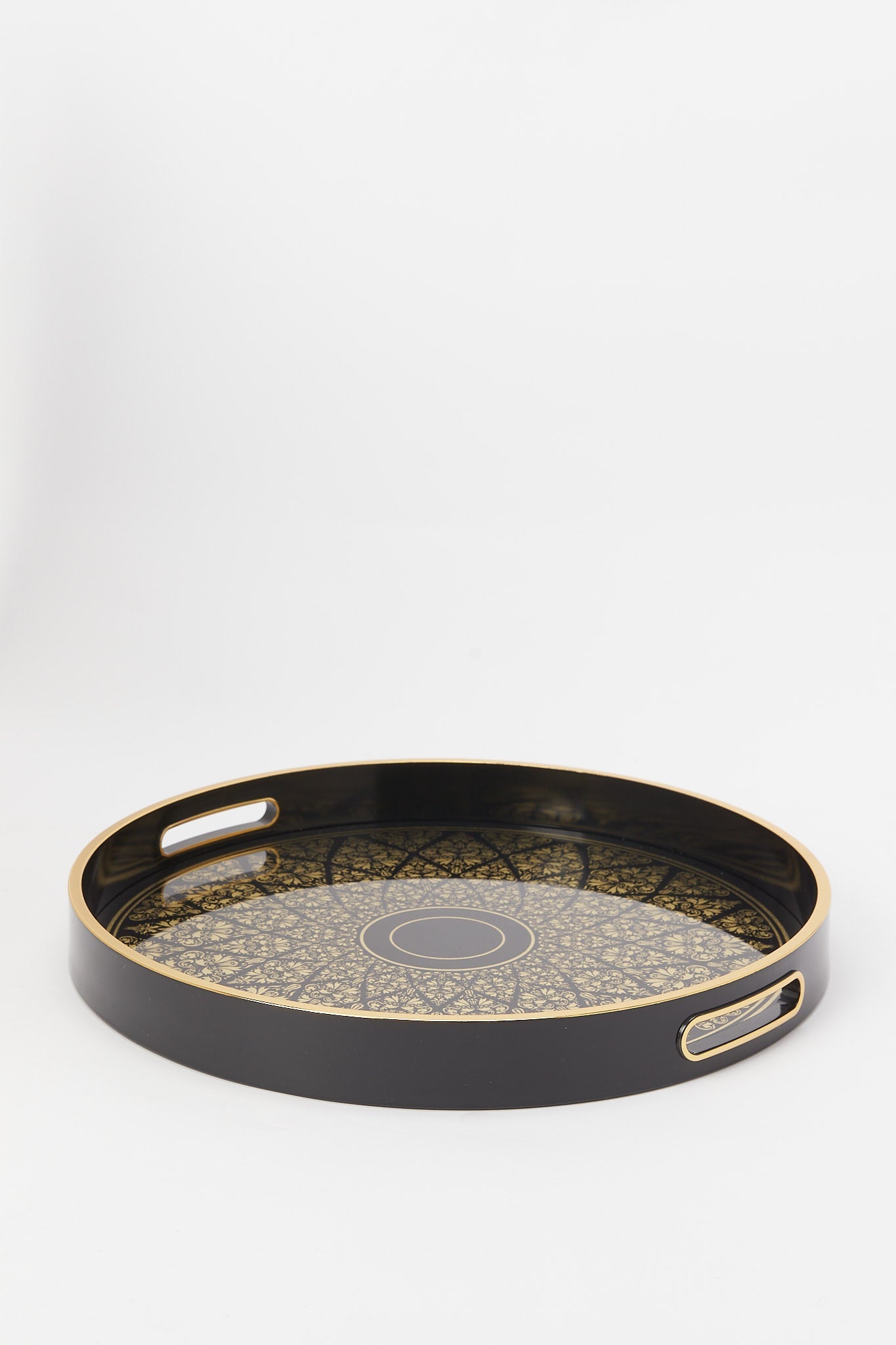 Redtag-Black-Geomatic-Round-Tray-Category:Bakeware,-Colour:Black,-Deals:New-In,-Filter:Home-Dining,-H1:HMW,-H2:DIN,-H3:SEW,-H4:SSI,-HMW-DIN-Serveware,-New-In-HMW-DIN,-Non-Sale,-Promo:STELLA,-S23B,-Season:S23B,-Section:Homewares,-Style:TRAY-MDF-/-WOOD-Home-Dining-