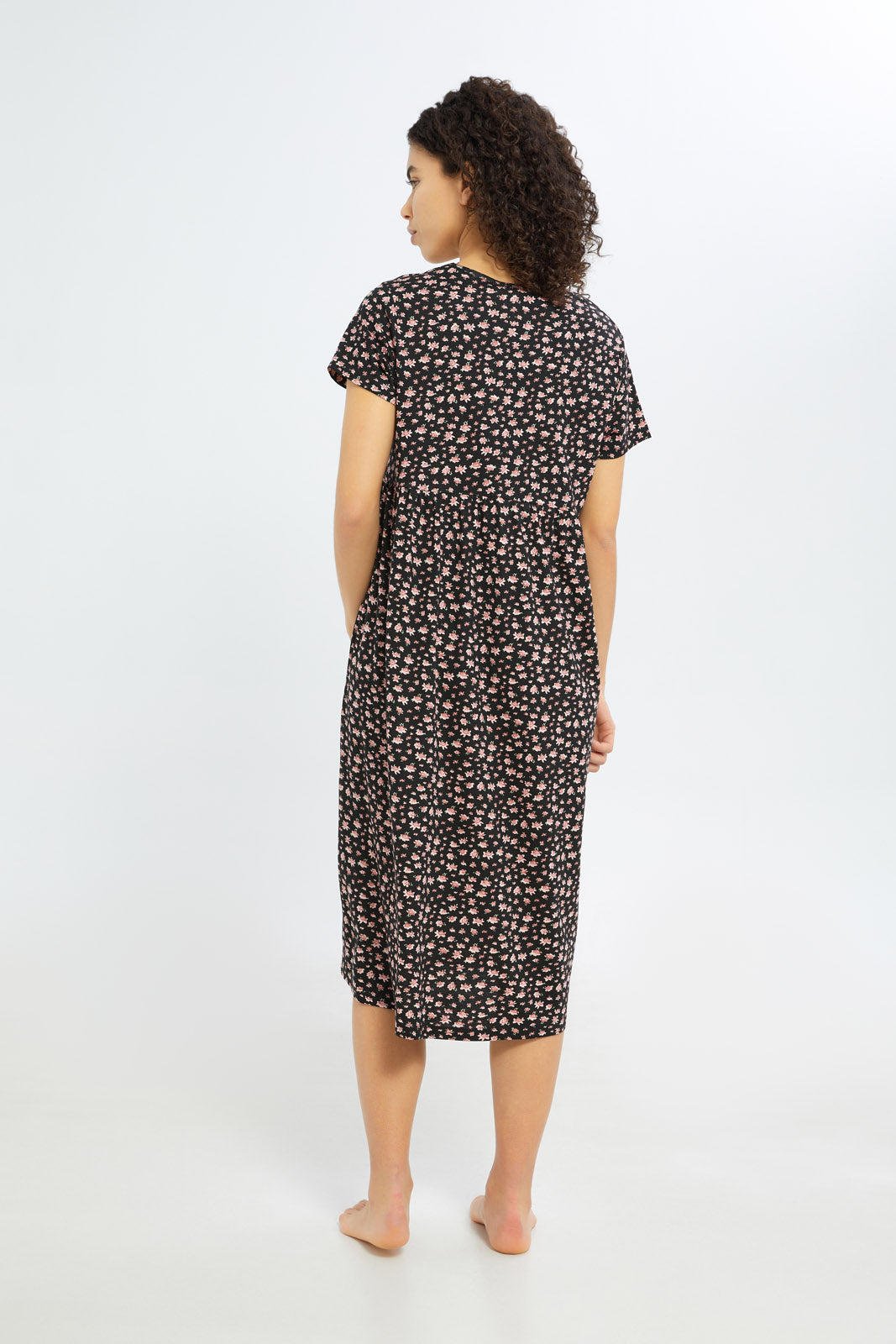 Redtag-Women-Black-Aop-Short-Sleeves-Nightgown-Category:Nightgowns,-Colour:Assorted,-Deals:New-In,-Filter:Women's-Clothing,-H1:LWR,-H2:LDN,-H3:NWR,-H4:NGN,-New-In-Women-APL,-Non-Sale,-S23C,-Season:S23C,-Section:Women,-Women-Nightgowns--