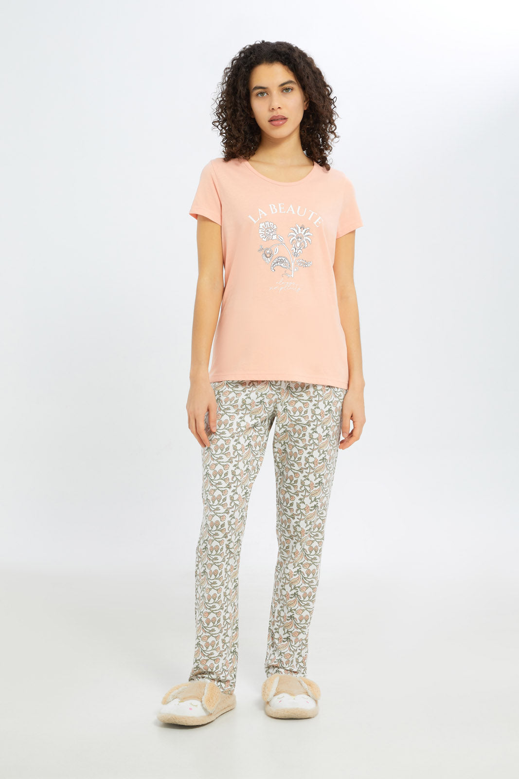 Redtag-Women-Ivory-Short-Aop-Bottom-Sleeves-Pajama-Set-Category:Pyjama-Sets,-Colour:Assorted,-Deals:New-In,-Filter:Women's-Clothing,-H1:LWR,-H2:LDN,-H3:NWR,-H4:PJS,-New-In-Women-APL,-Non-Sale,-Promo:TBL,-S23C,-Season:S23C,-Section:Women,-TBL,-Women-Pyjama-Sets--