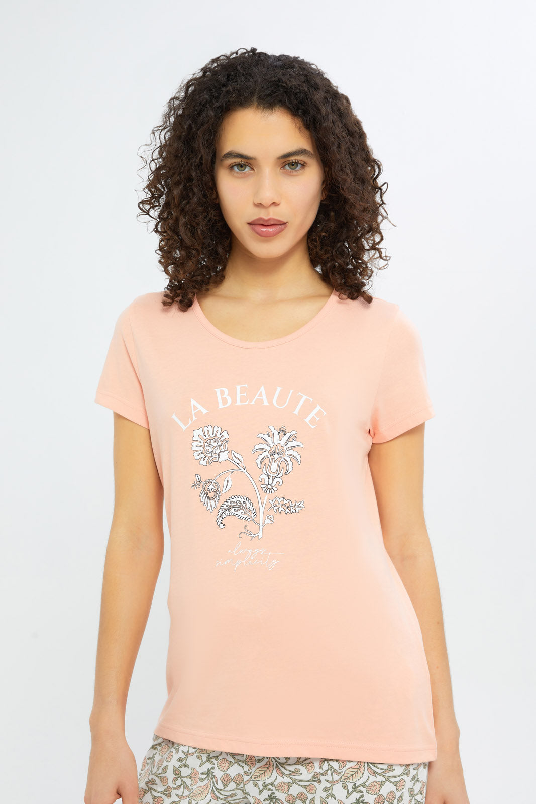Redtag-Women-Ivory-Short-Aop-Bottom-Sleeves-Pajama-Set-Category:Pyjama-Sets,-Colour:Assorted,-Deals:New-In,-Filter:Women's-Clothing,-H1:LWR,-H2:LDN,-H3:NWR,-H4:PJS,-New-In-Women-APL,-Non-Sale,-Promo:TBL,-S23C,-Season:S23C,-Section:Women,-TBL,-Women-Pyjama-Sets--
