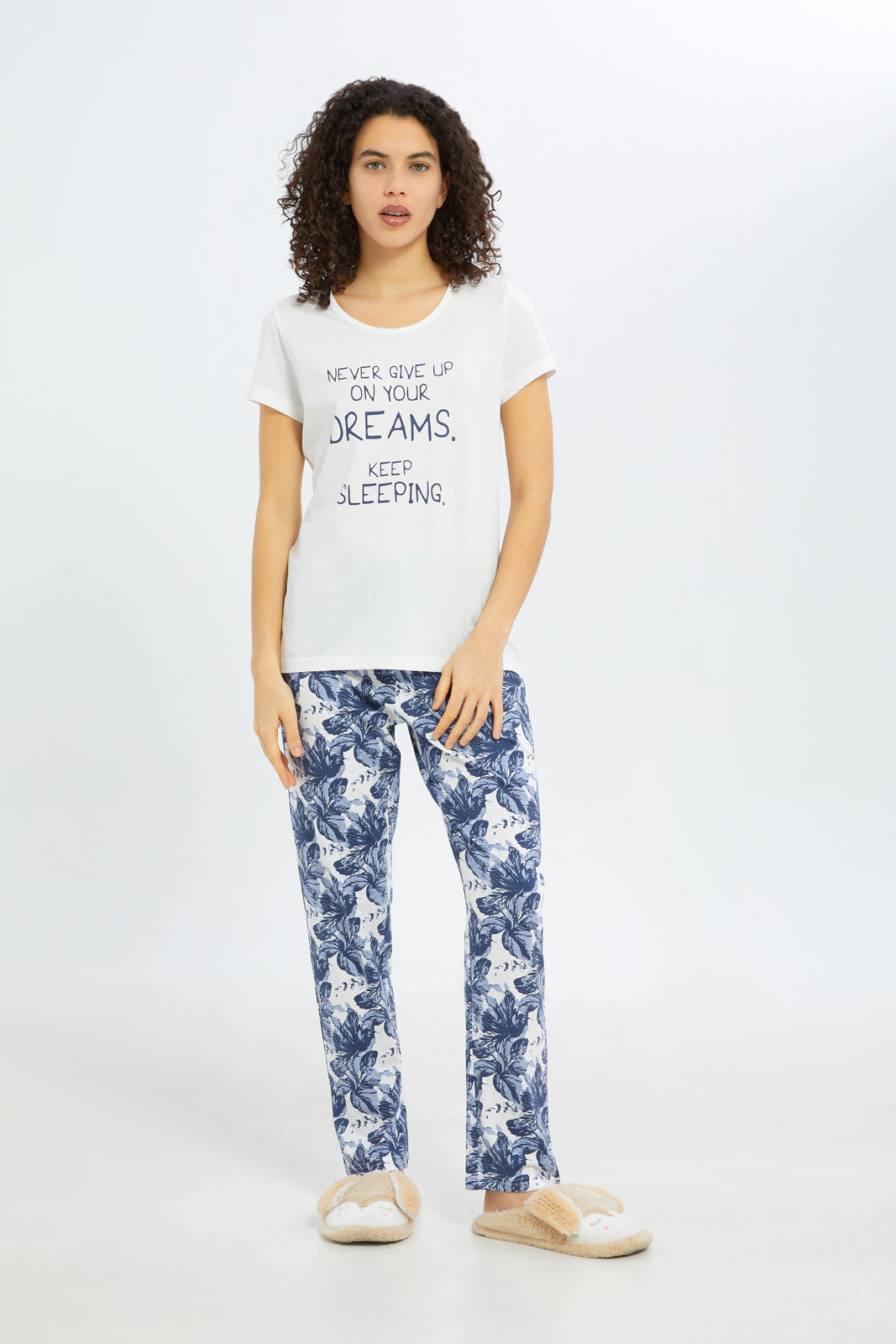 Redtag-Women-White-Short-Aop-Bottom-Sleeves-Pajama-Set-Category:Pyjama-Sets,-Colour:Assorted,-Deals:New-In,-Filter:Women's-Clothing,-H1:LWR,-H2:LDN,-H3:NWR,-H4:PJS,-New-In-Women-APL,-Non-Sale,-Promo:TBL,-S23C,-Season:S23C,-Section:Women,-TBL,-Women-Pyjama-Sets--