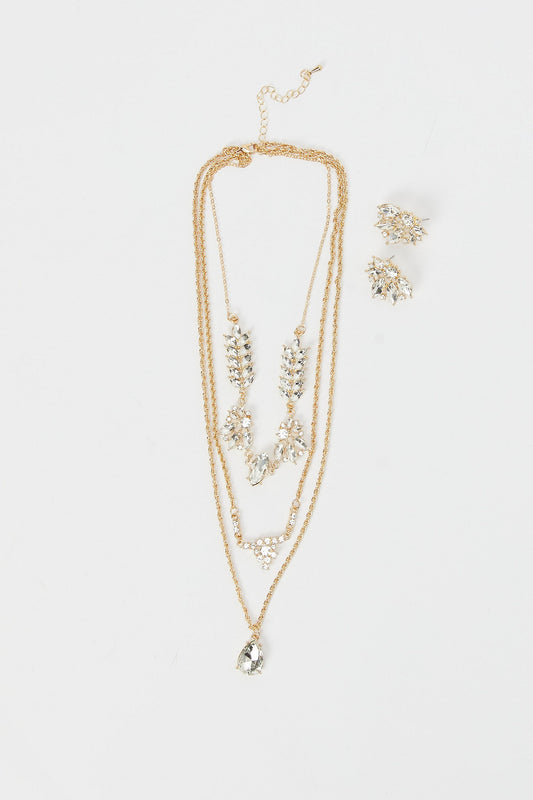 Redtag-Stone-Choker-Layered-Necklace-And-Earrings-Category:Jwellery,-Colour:Assorted,-Filter:Women's-Accessories,-LEC-Jewellery,-New-In,-New-In-Women-ACC,-Non-Sale,-RMD,-S23B,-Section:Women-Women-