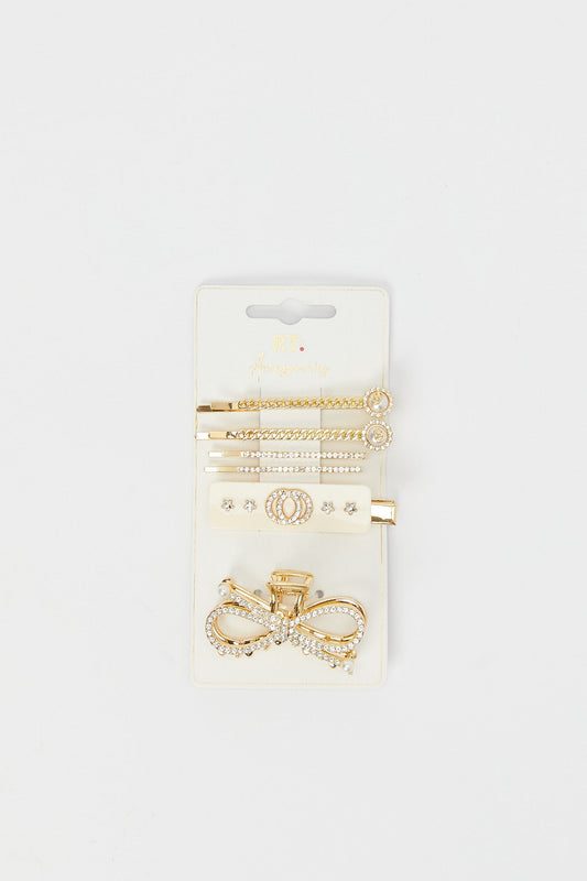 Redtag-Gold-And-Rhinestone-Statement-Hair-Clip-Set-Category:Hair-Accessories,-Colour:Assorted,-Filter:Women's-Accessories,-LEC-Hair-Accessories,-New-In,-New-In-Women-ACC,-Non-Sale,-RMD,-S23B,-Section:Women-Women-