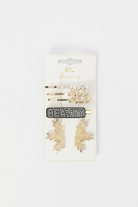 Redtag-Pearl-And-Rhinestone-Embellihsed-Hair-Clip-Set-Along-With-Statement-Stud-Category:Hair-Accessories,-Colour:Assorted,-Filter:Women's-Accessories,-LEC-Hair-Accessories,-New-In,-New-In-Women-ACC,-Non-Sale,-RMD,-S23B,-Section:Women-Women-